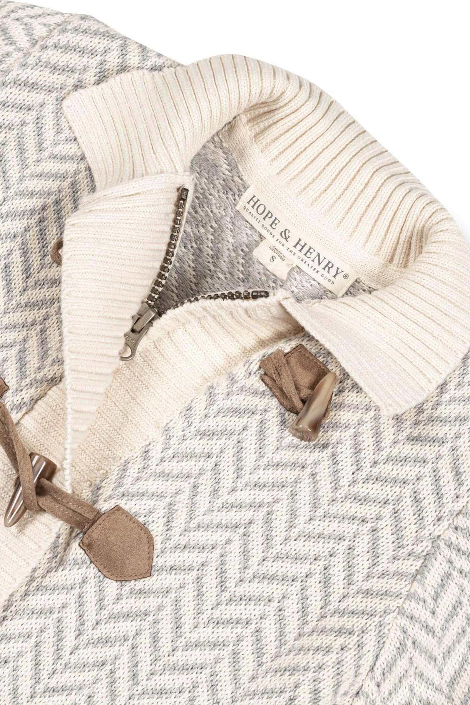 Organic Cotton Toggle Sweater with Zipper for Girls, Gray, Toddler & Kids