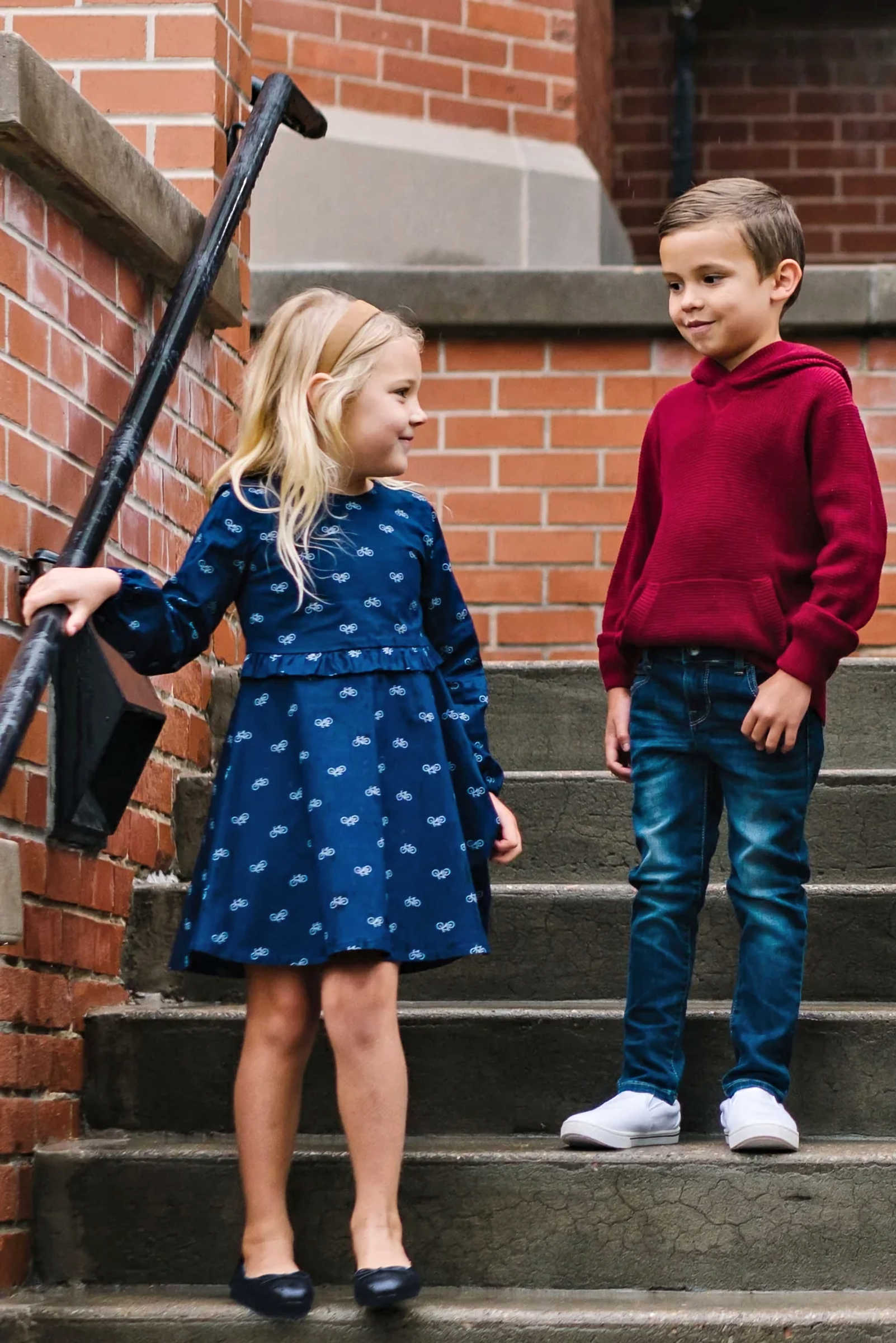 Organic Cotton Ruffle Waist Dress, Navy Bicycle Print, Toddler & Kids