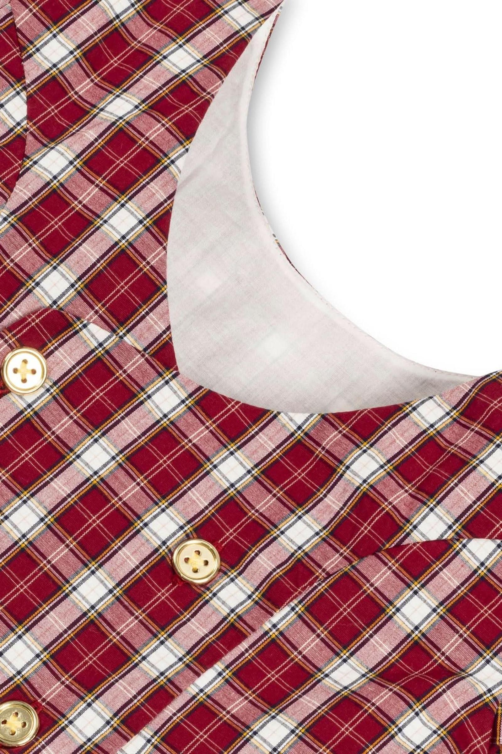 Organic Cotton Schoolgirl Dress, Dark Red, Toddler & Kids