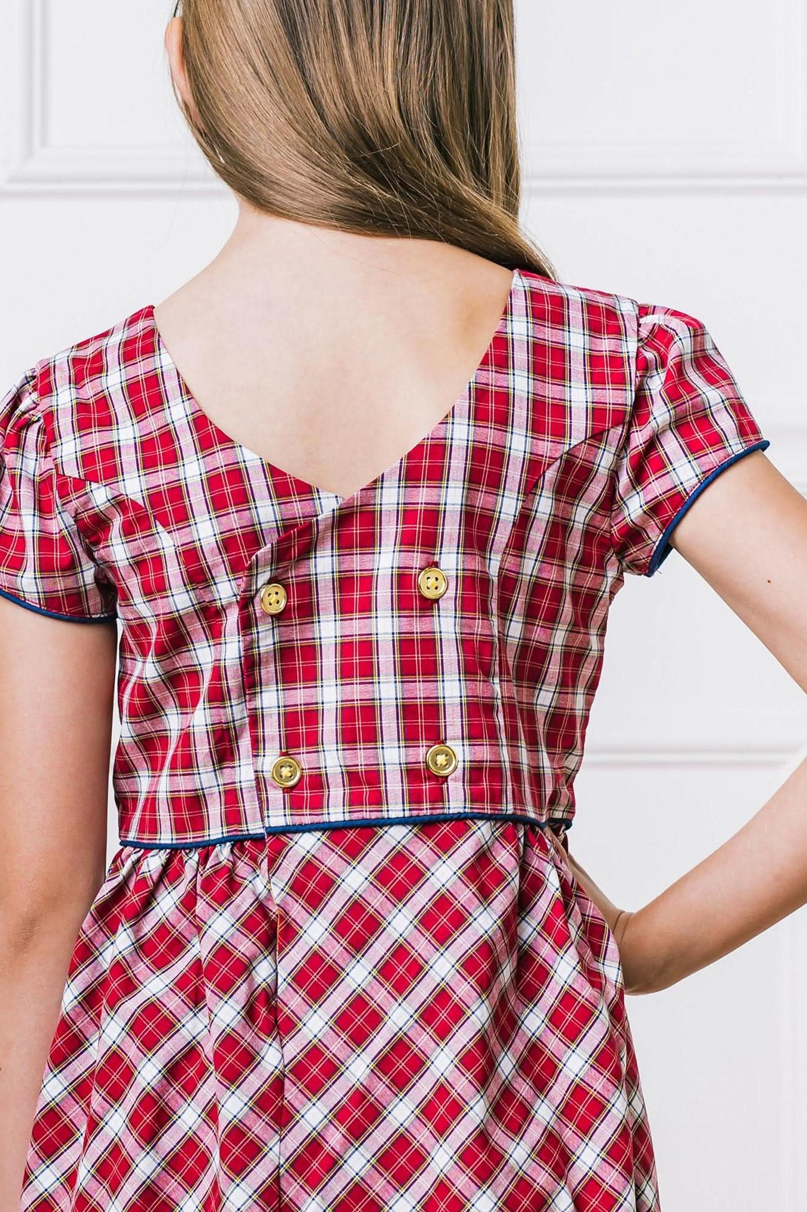 Organic Cotton Schoolgirl Dress, Dark Red, Toddler & Kids