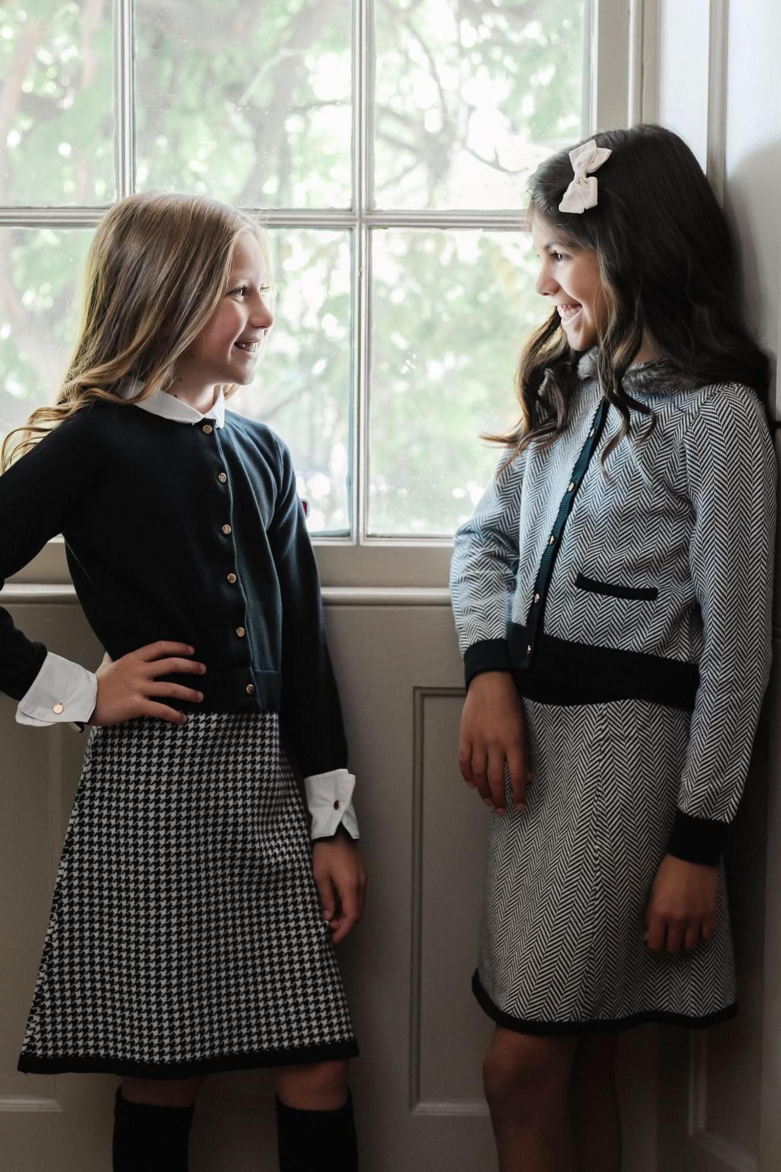 Faux Fur Cardigan and Skirt Organic Cotton Sweater Set for Girls, Charcoal, Toddler & Kids