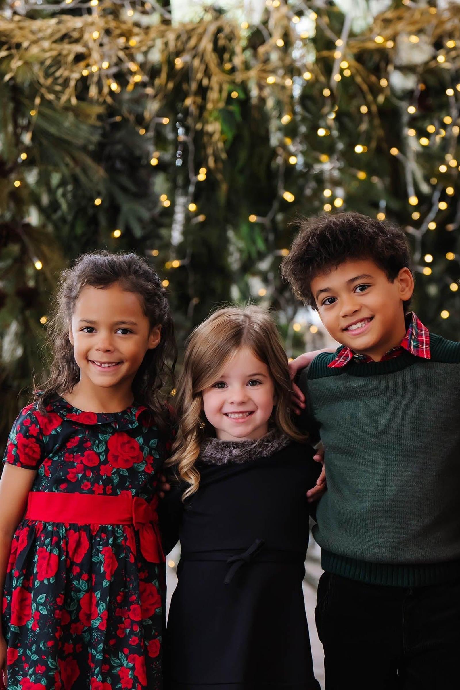 Organic Cotton Ruffle Collar Floral Party Dress for Girls, Black Holiday Rose, Toddler & Kids, Family Matching Outfits