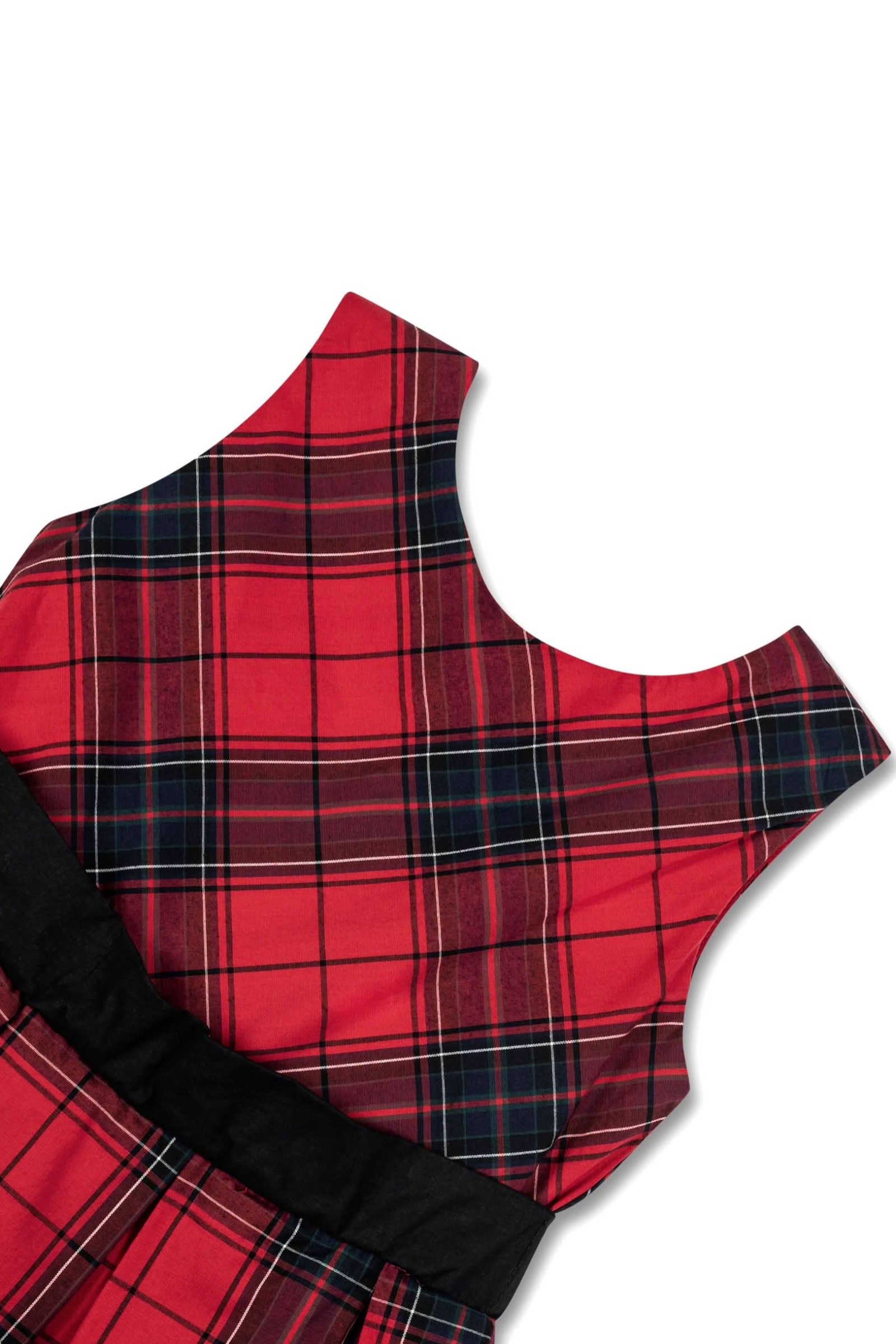 Organic Cotton Classic Red Tartan Pleated Party Dress for Girls, Toddler & Kids