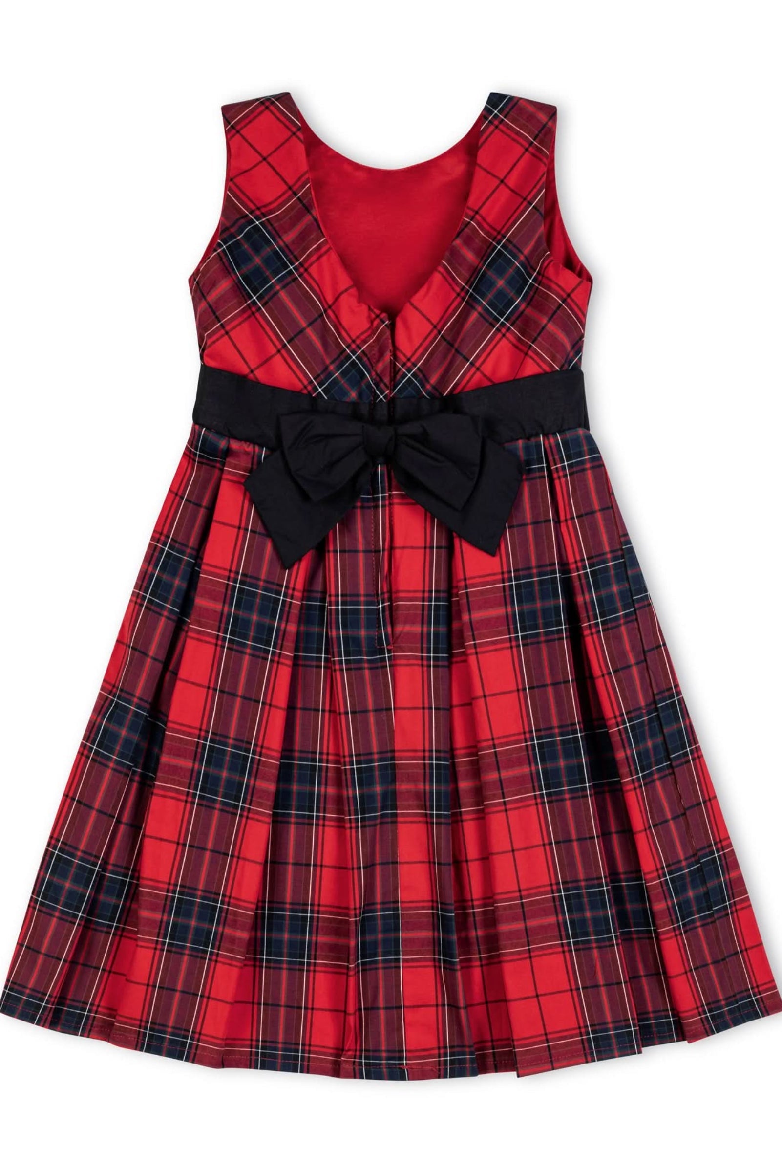 Organic Cotton Classic Red Tartan Pleated Party Dress for Girls, Toddler & Kids