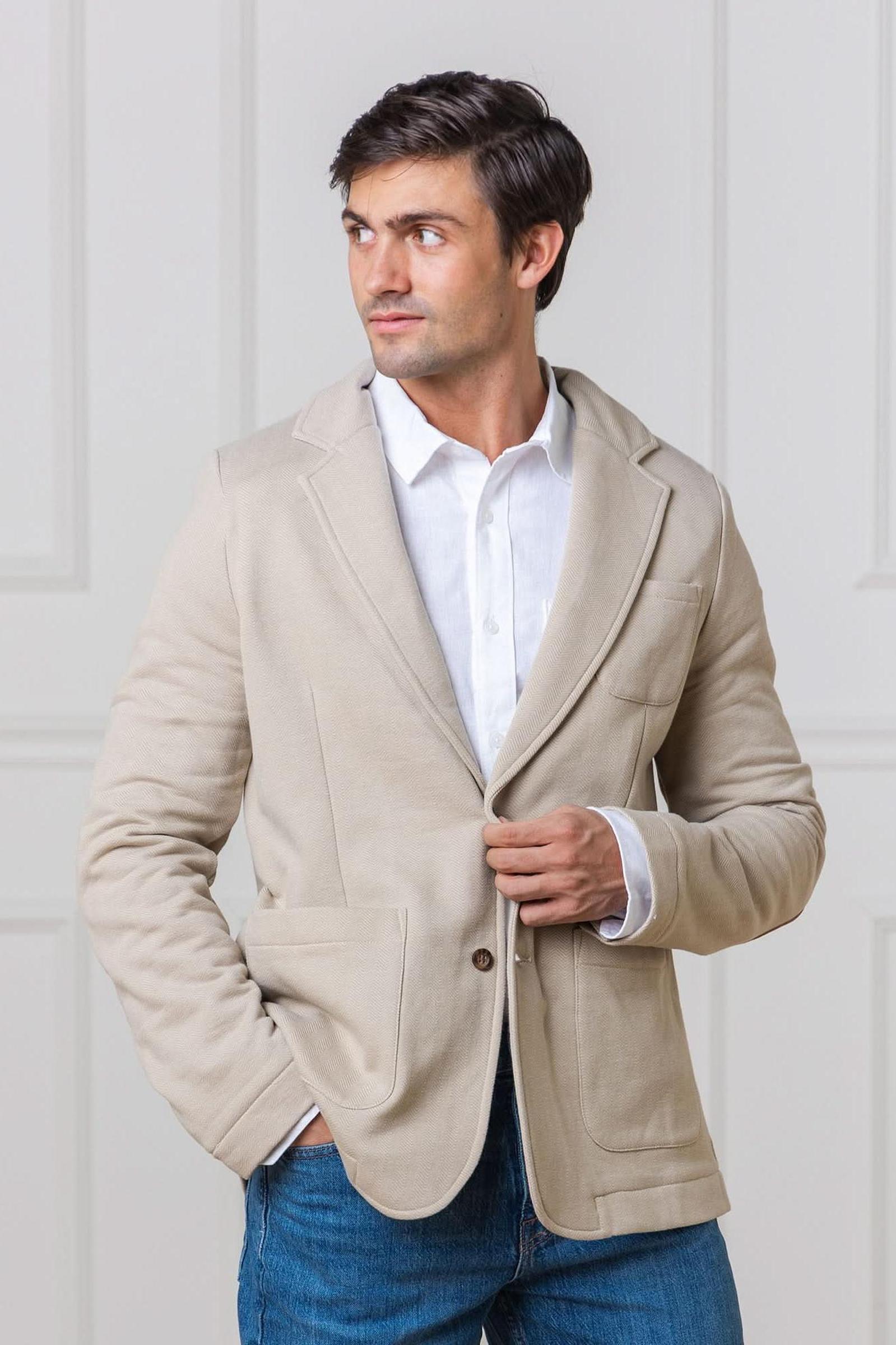 Cotton Fleece Blazer, Taupe, Men, Family Matching Outfits