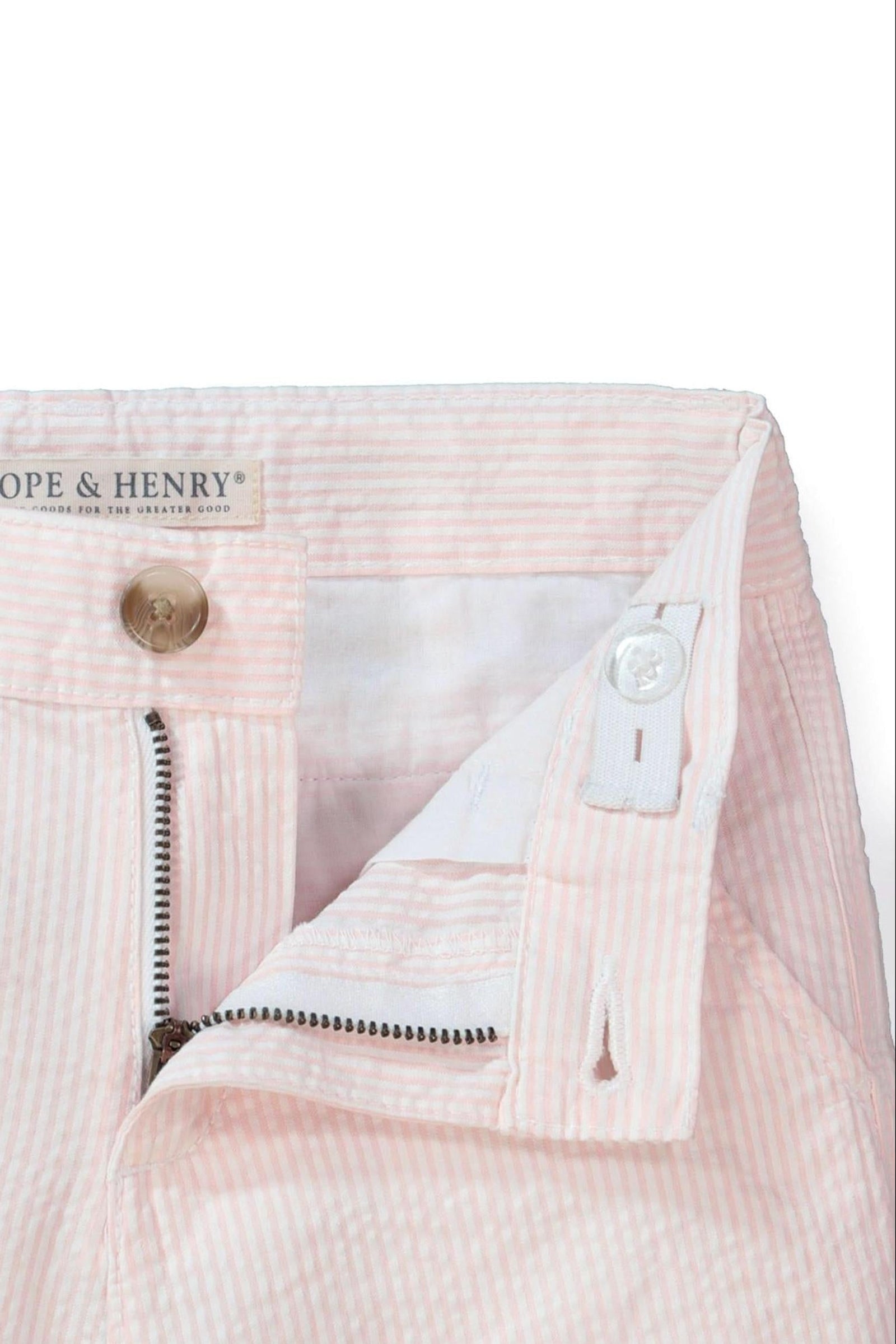 Organic Cotton Seersucker Boy Shorts Classic, Pink, Toddler & Kids
