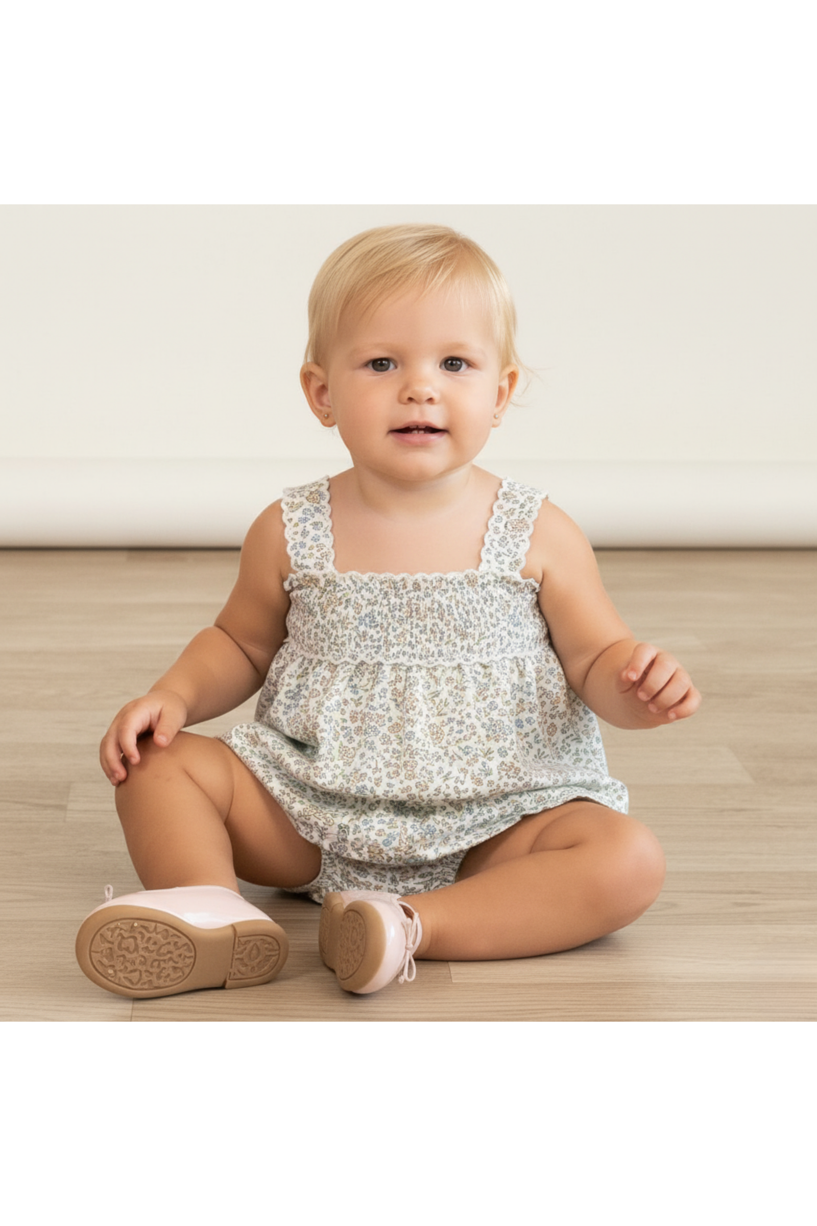 Organic Scalloped Top & Bloomers Set - Tulle Floral