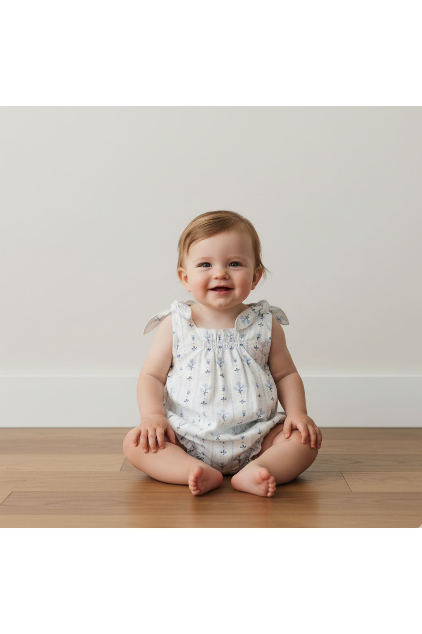 Organic Tie Shoulder Bubble Romper - Blue Vines