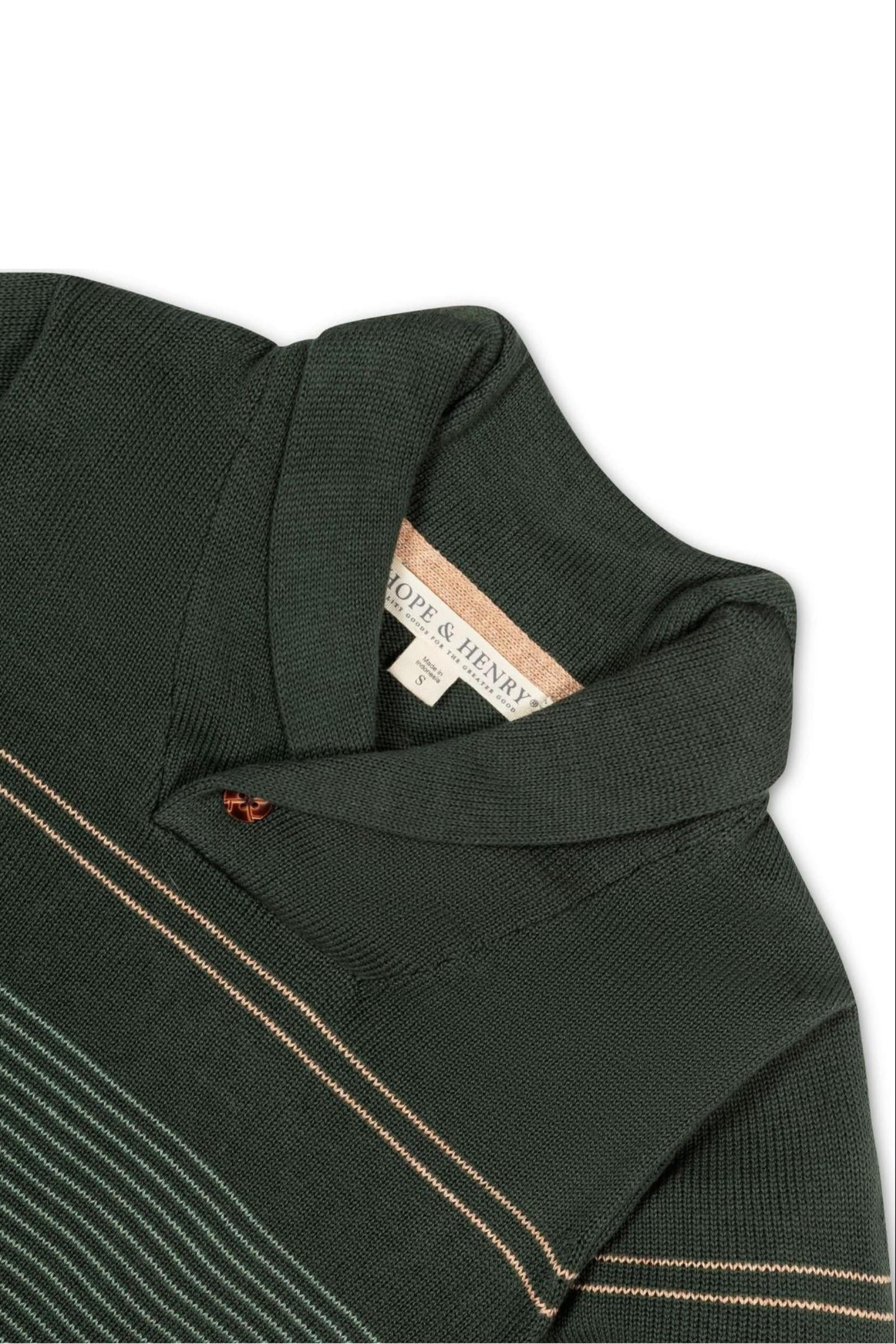 Organic Cotton Shawl Collar Sweater, Pine and Sage Stripe, Toddler & Kids