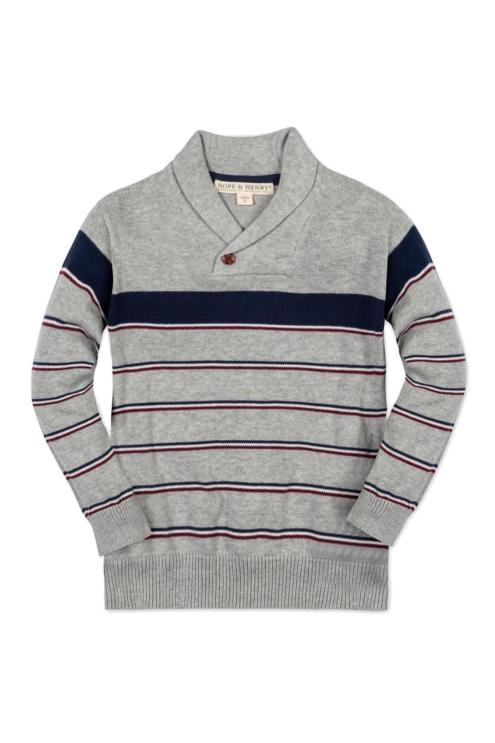 Organic Cotton Shawl Collar Sweater for Baby Boys, Gray