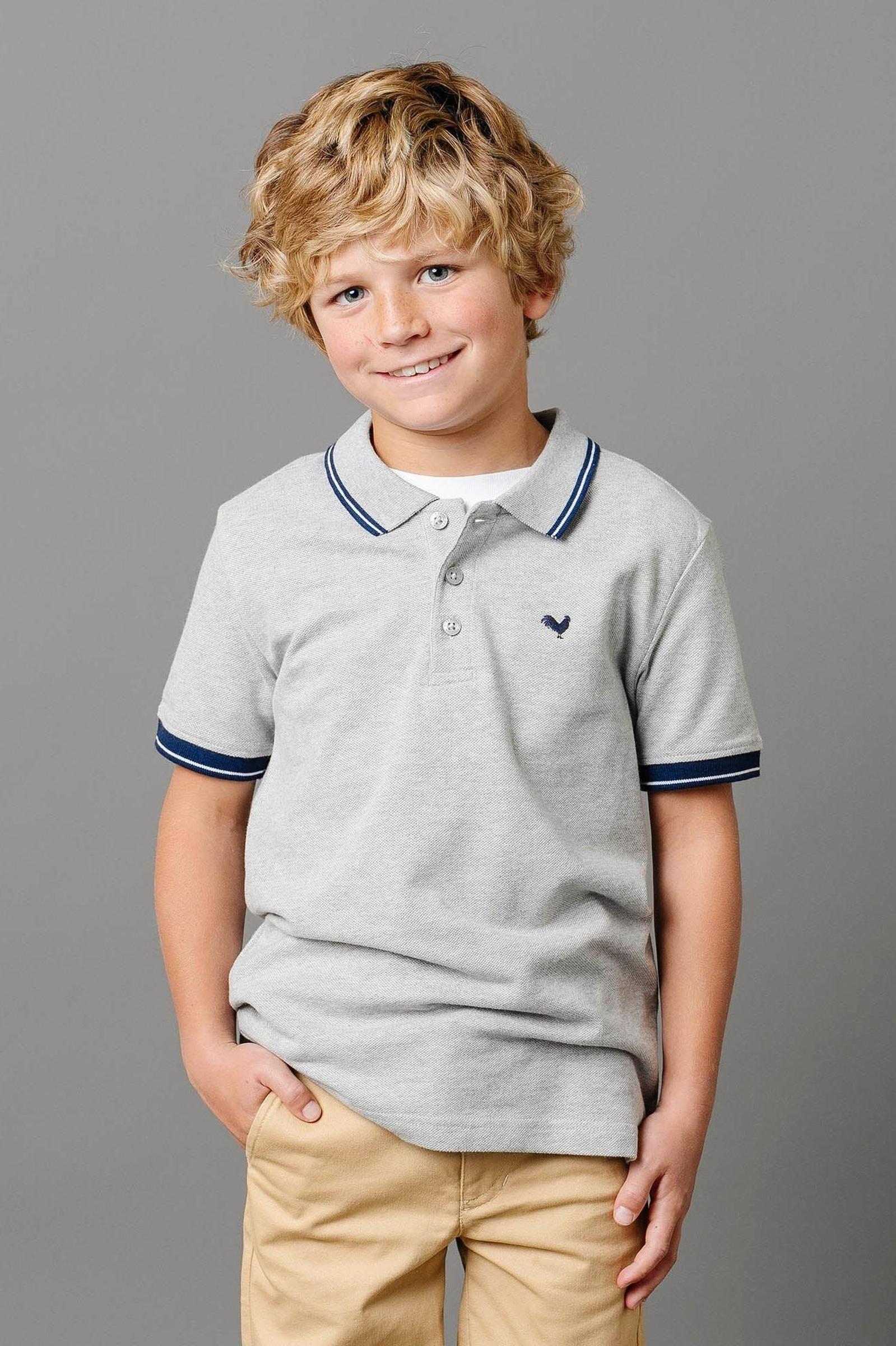 Organic Cotton Pique Polo, Dark Gray Heather, Toddler & Kids
