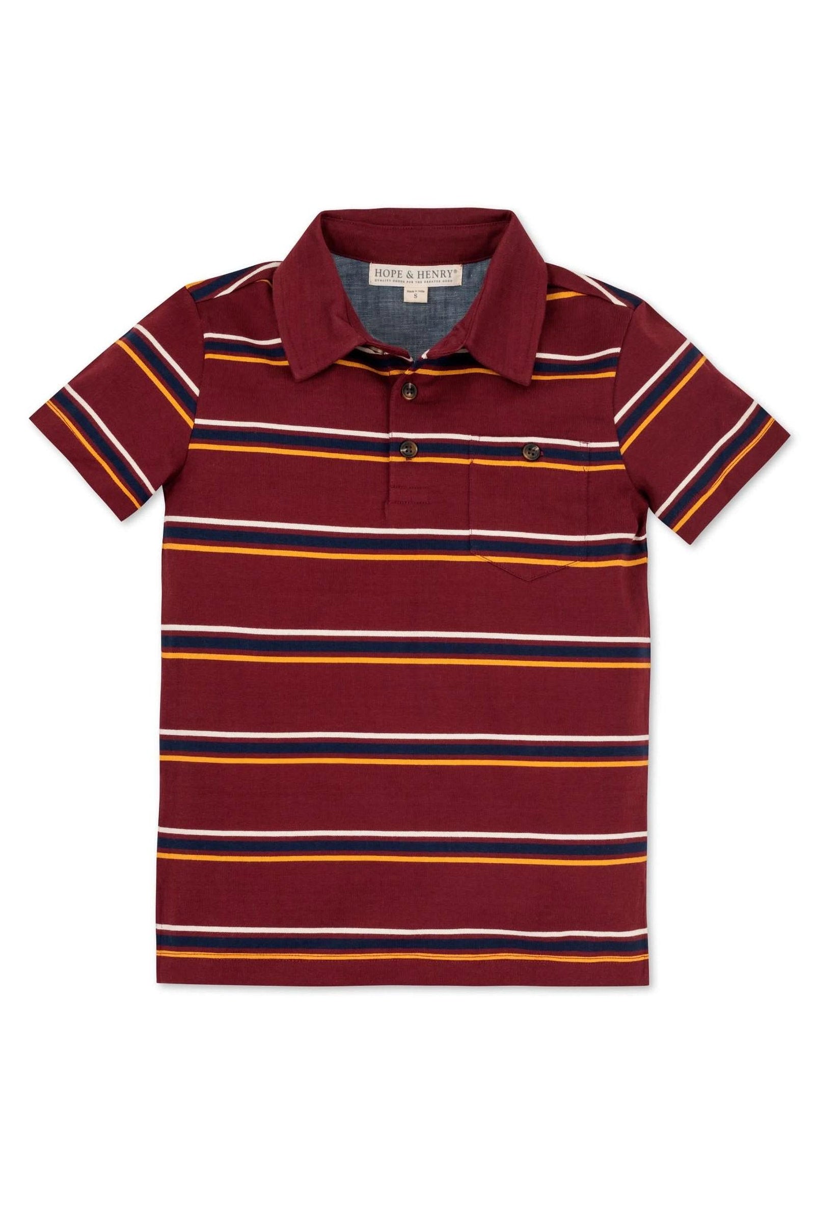 Organic Cotton Jersey Polo for Boys, Oxblood Stripe, Sizes 2-16, Family Matching Outfits
