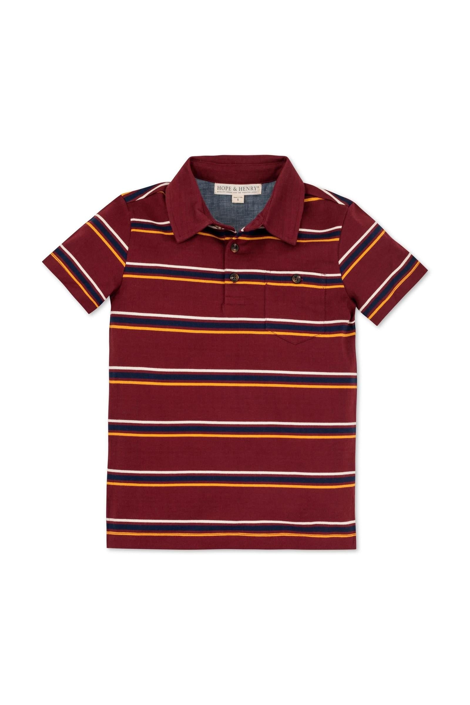 Organic Cotton Jersey Polo, Oxblood Stripe, Baby, Family Matching Outfits
