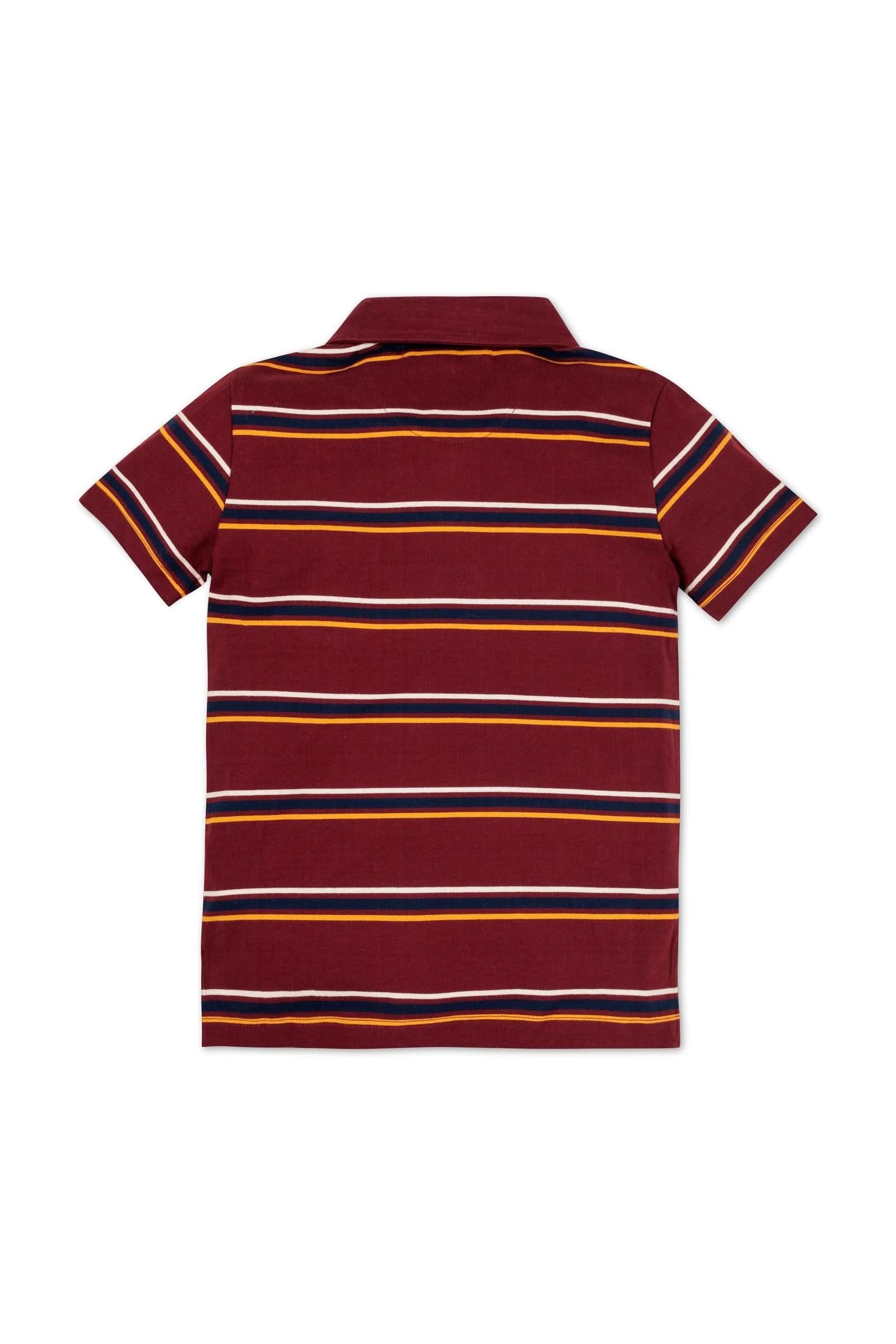 Organic Cotton Jersey Polo, Oxblood Stripe, Baby, Family Matching Outfits