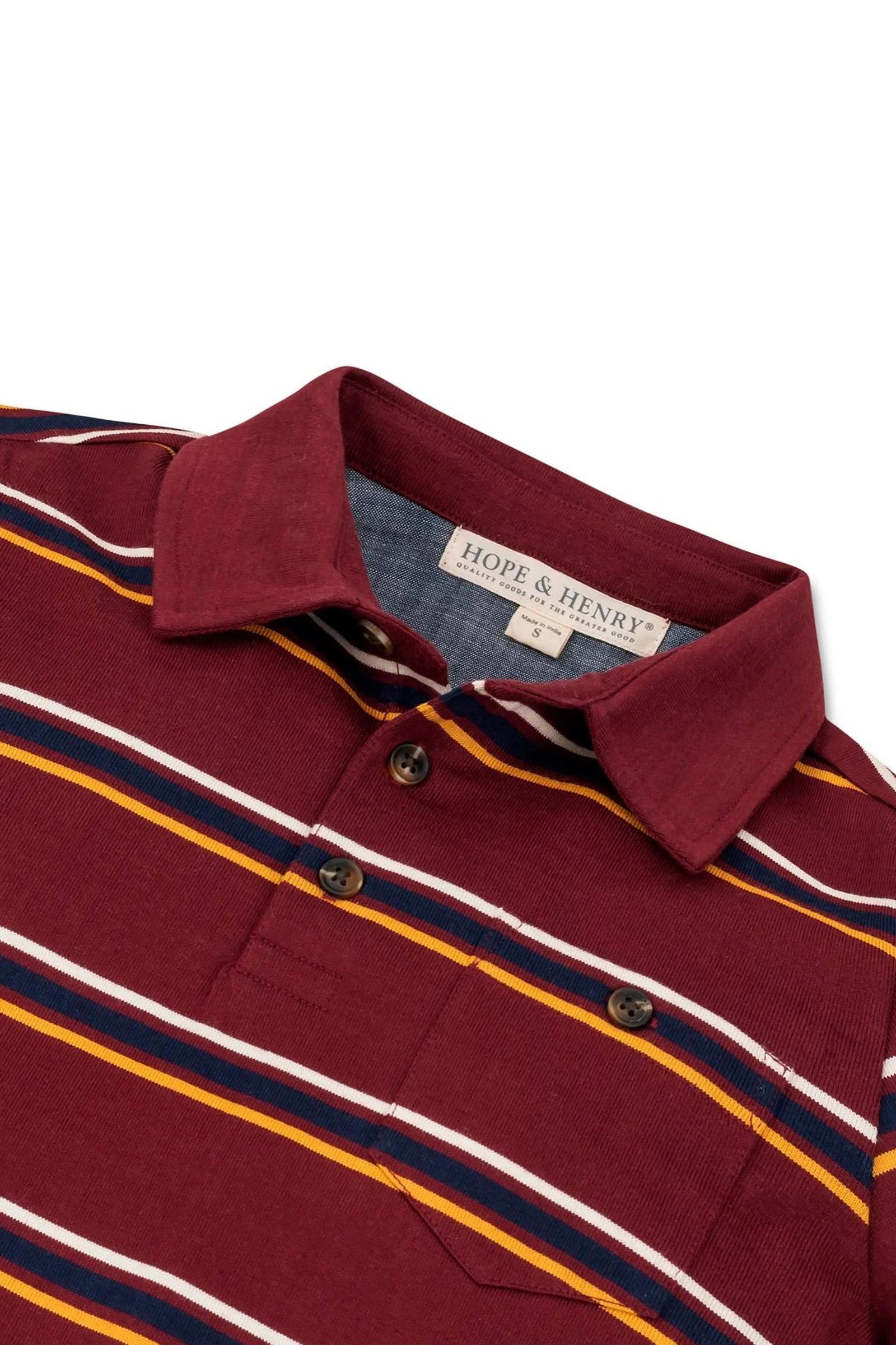 Organic Cotton Jersey Polo for Boys, Oxblood Stripe, Sizes 2-16, Family Matching Outfits