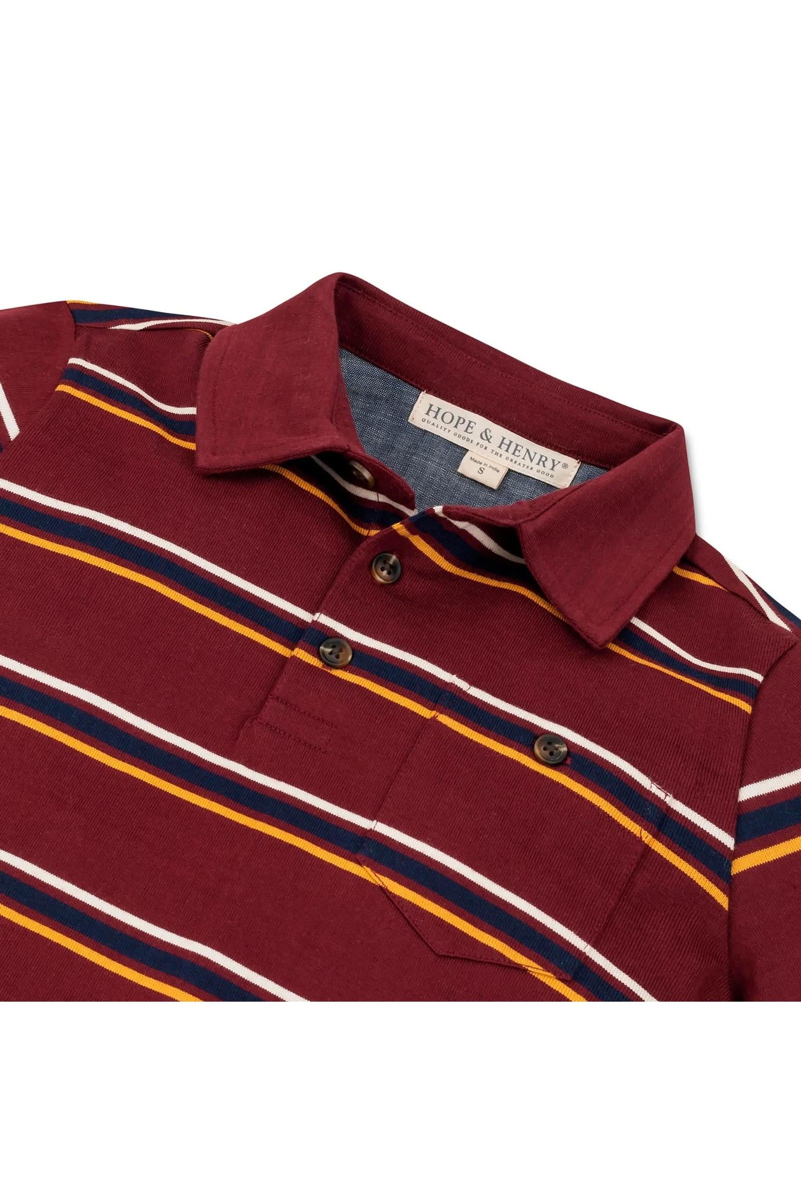 Organic Cotton Jersey Polo, Oxblood Stripe, Baby, Family Matching Outfits