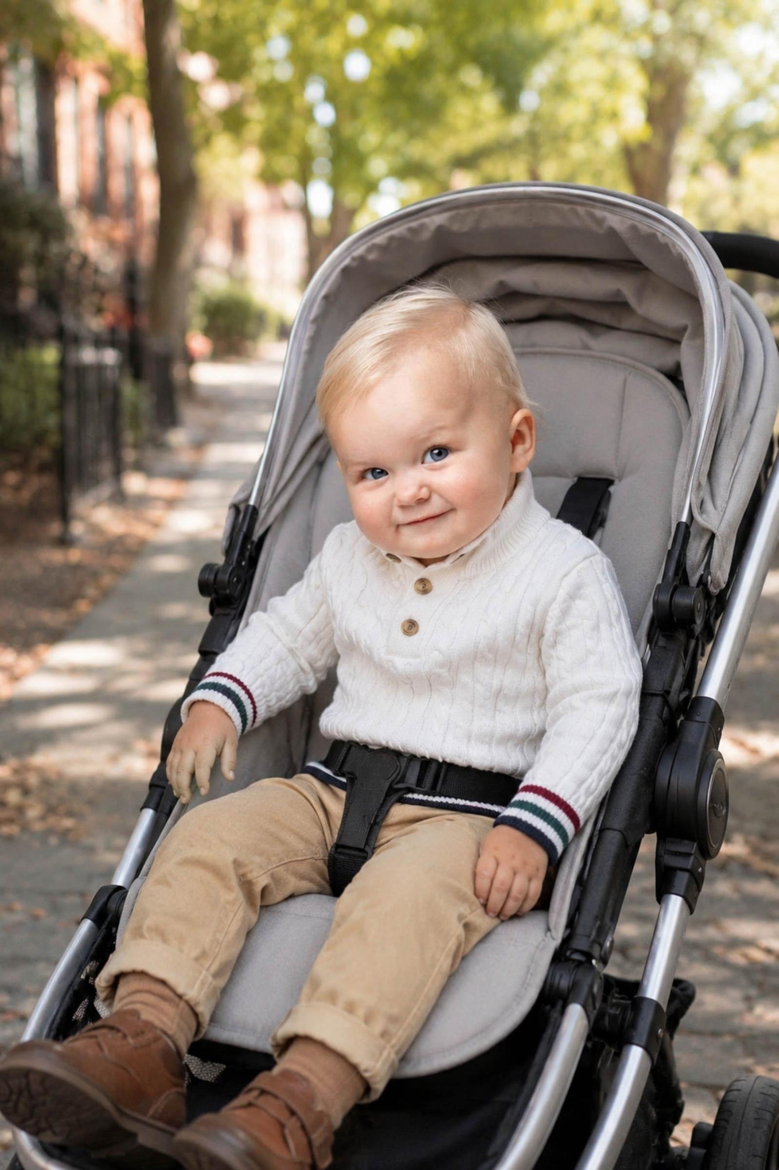 Organic Cotton Mock Neck Cable Sweater for Baby Boys, White