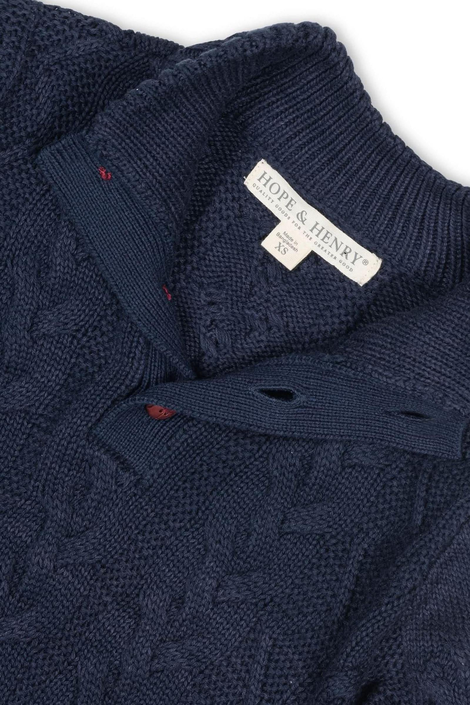 Organic Cotton Mock Neck Cable Sweater for Boys, Navy, Toddler & Kids