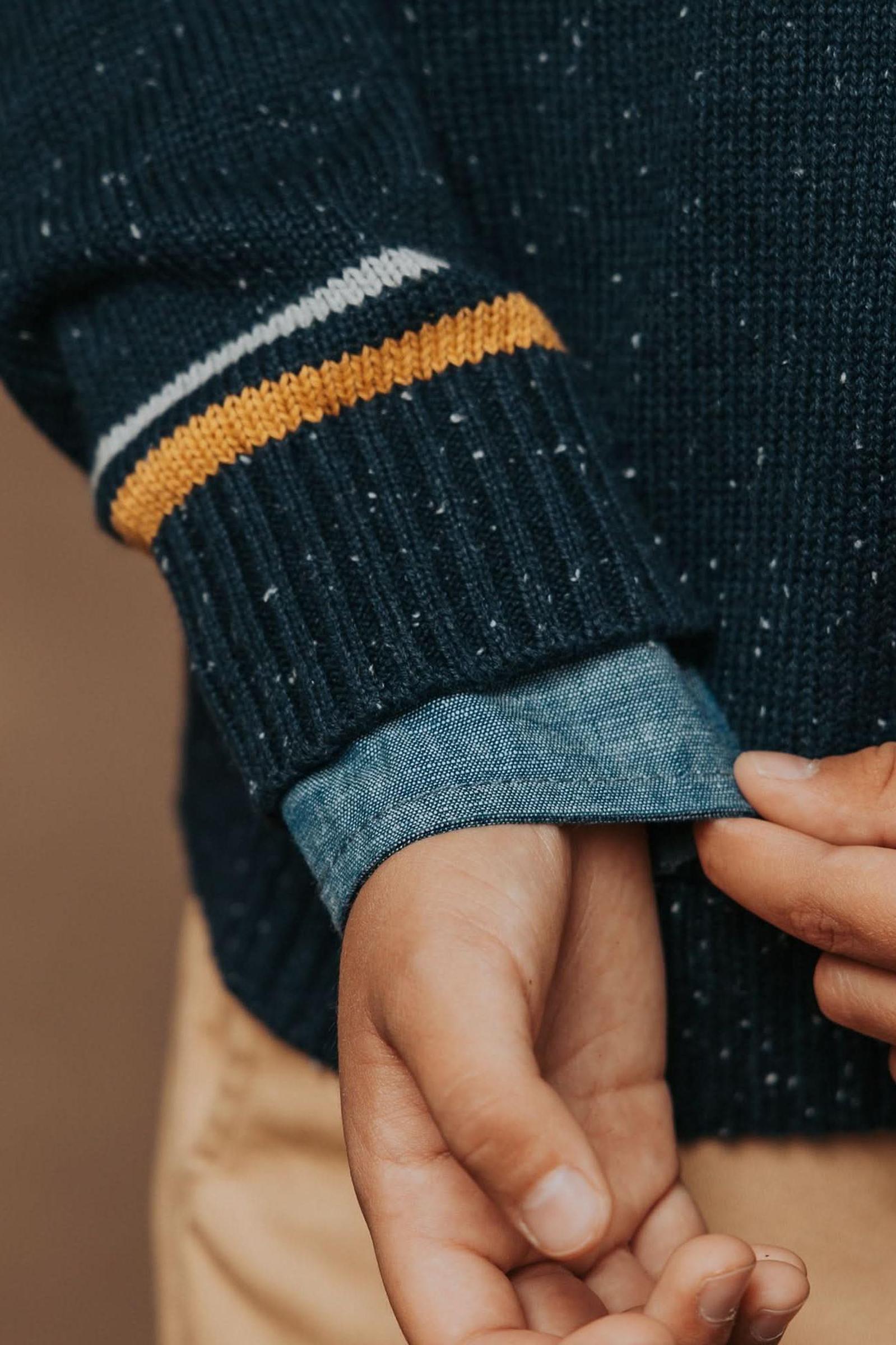 Navy Organic Cotton V-Neck Sweater, Toddler & Kids
