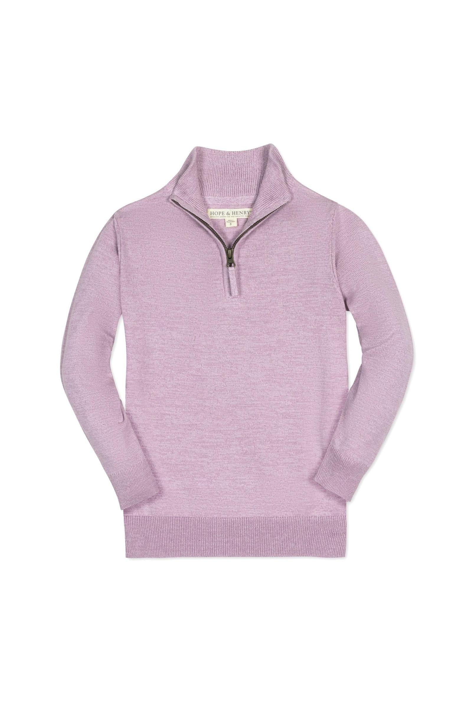 Organic Cotton Fine Gauge Half Zip Sweater, Lavender, Baby, Family Matching Outfits