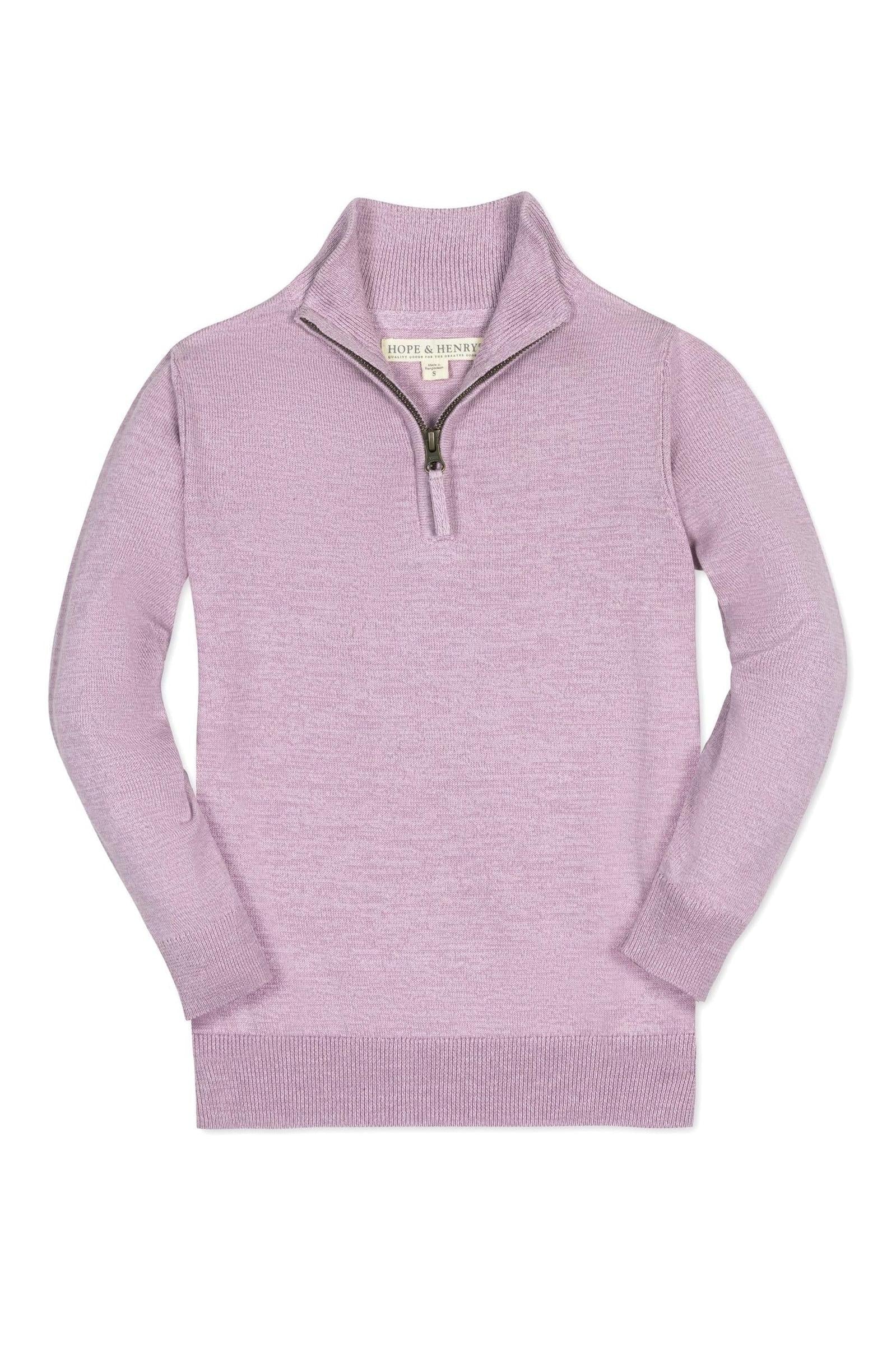 Organic Cotton Fine Gauge Half Zip Sweater, Lavender, Sizes 2T-14, Family Matching Outfits