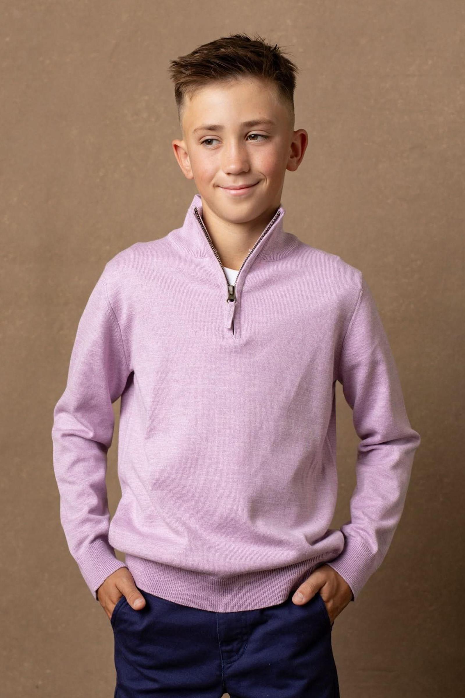 Organic Cotton Fine Gauge Half Zip Sweater, Lavender, Sizes 2T-14, Family Matching Outfits