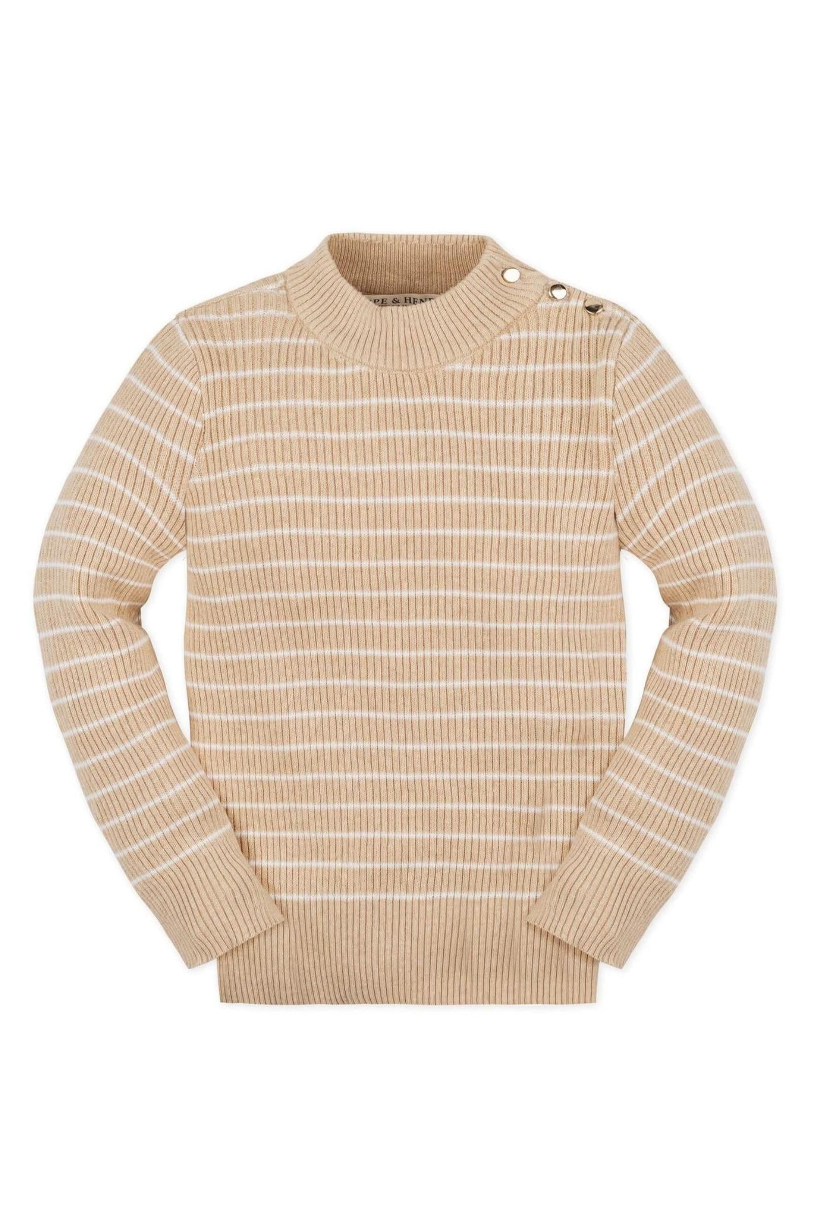 Organic Cotton Mock Neck Sweater For Girls, Oatmeal Heather Stripe, Toddler & Kids