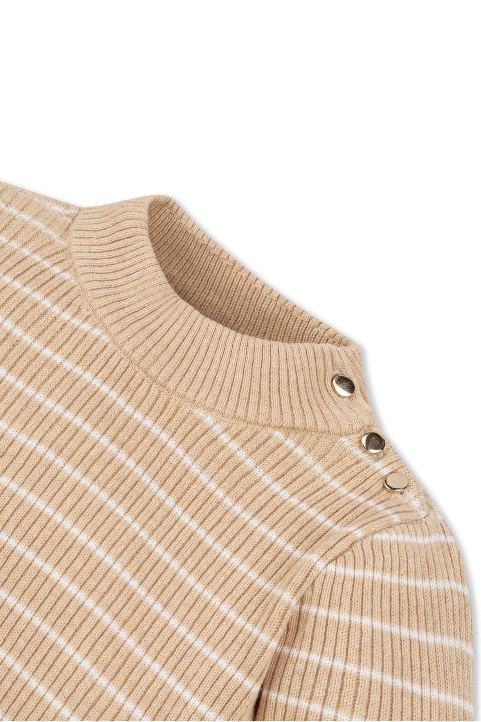 Organic Cotton Mock Neck Sweater For Girls, Oatmeal Heather Stripe, Toddler & Kids