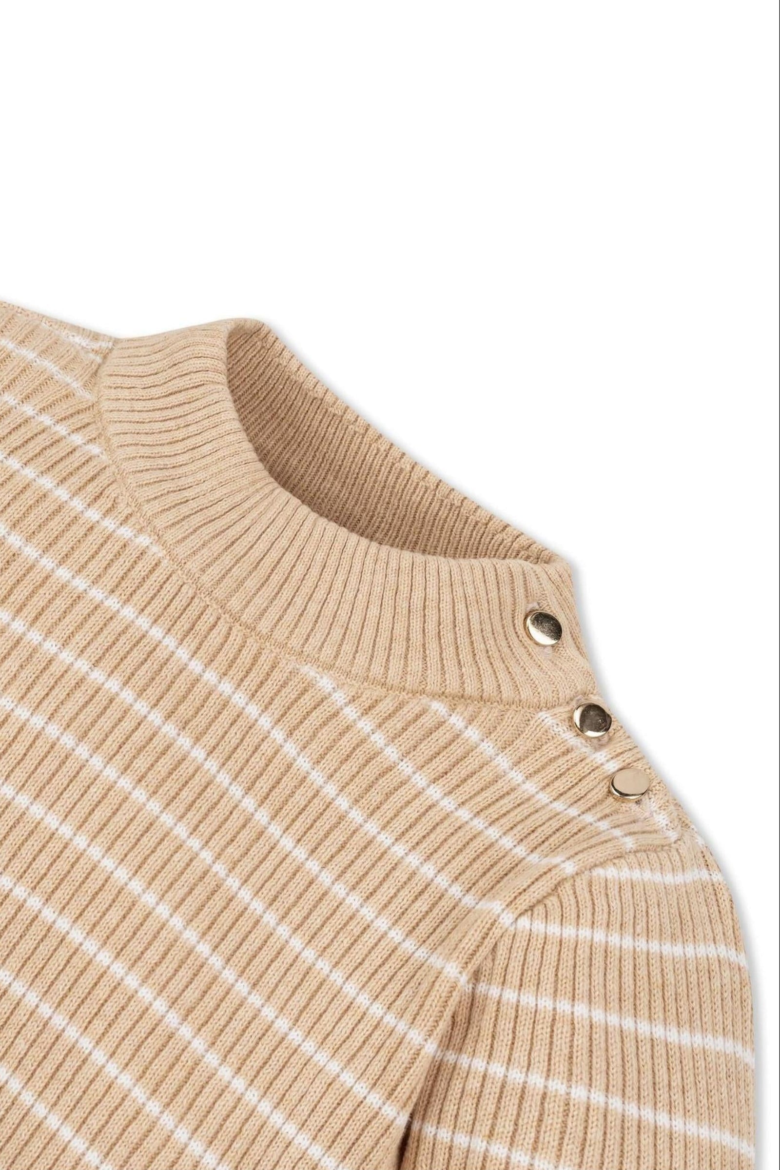 Organic Cotton Mock Neck Sweater for Girls, Oatmeal Stripe, Baby