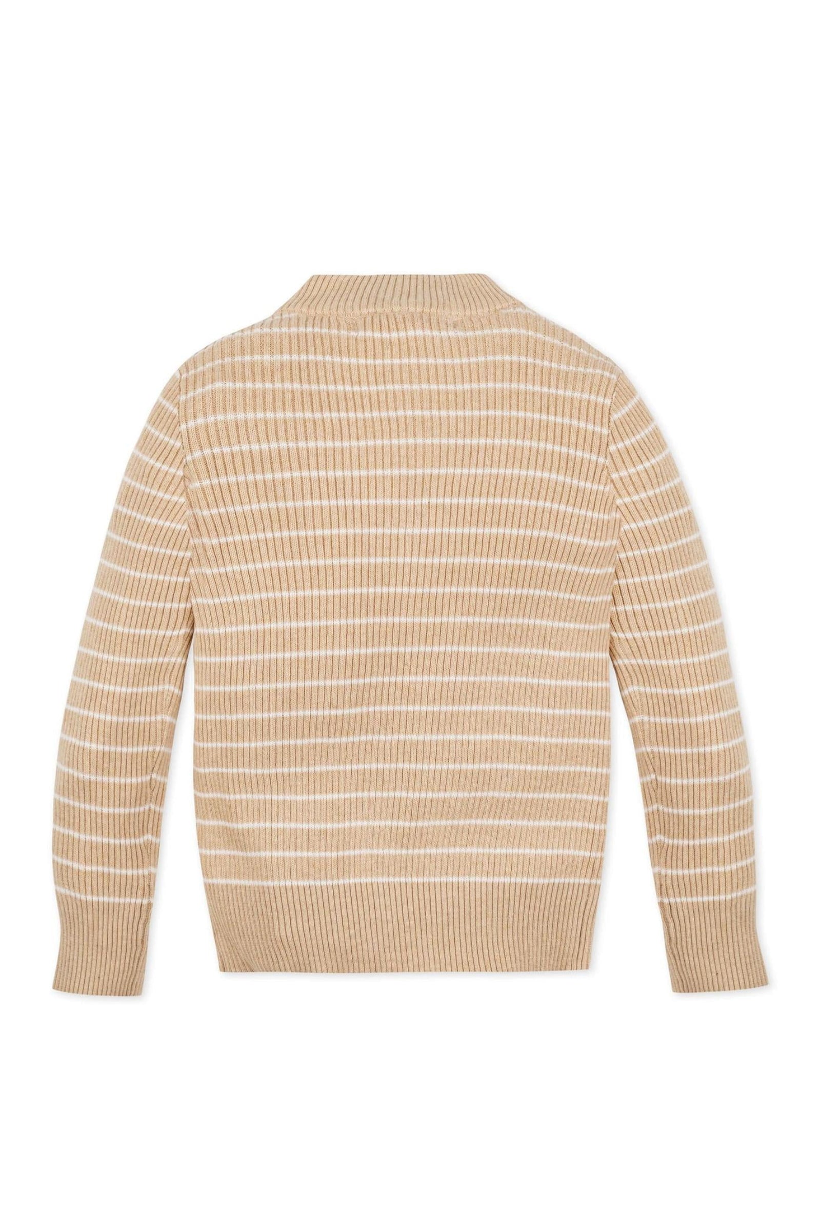 Organic Cotton Mock Neck Sweater for Girls, Oatmeal Stripe, Baby