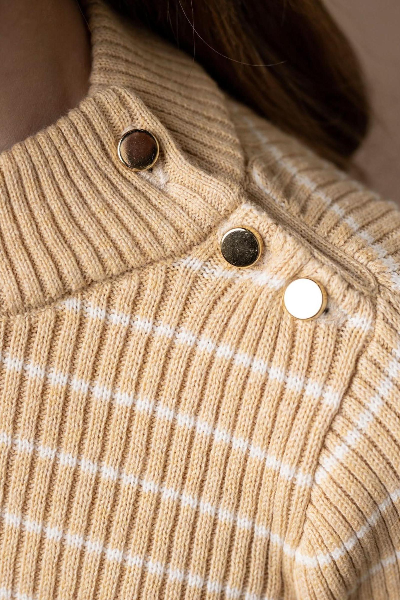 Organic Cotton Mock Neck Sweater for Girls, Oatmeal Stripe, Baby