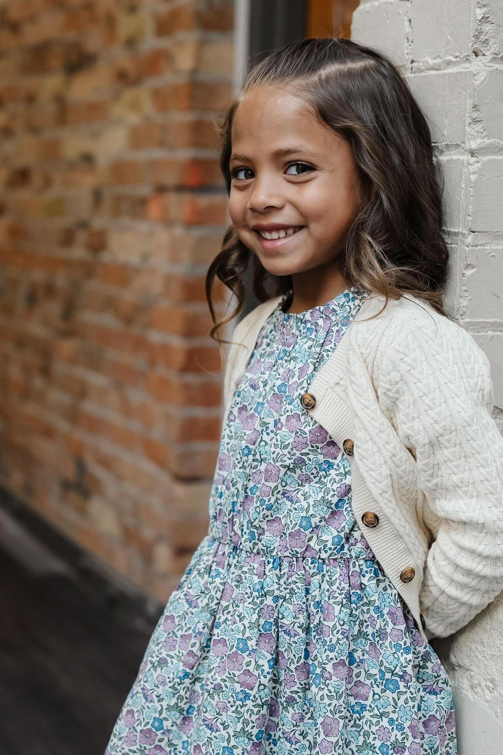 Organic Cotton Chevron Cable Cardigan for Girls, Ivory, Toddler & Kids