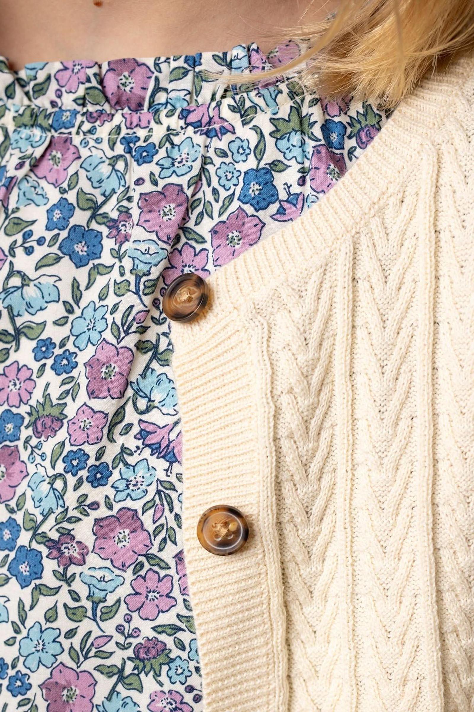 Organic Cotton Chevron Cable Cardigan for Girls, Ivory, Toddler & Kids