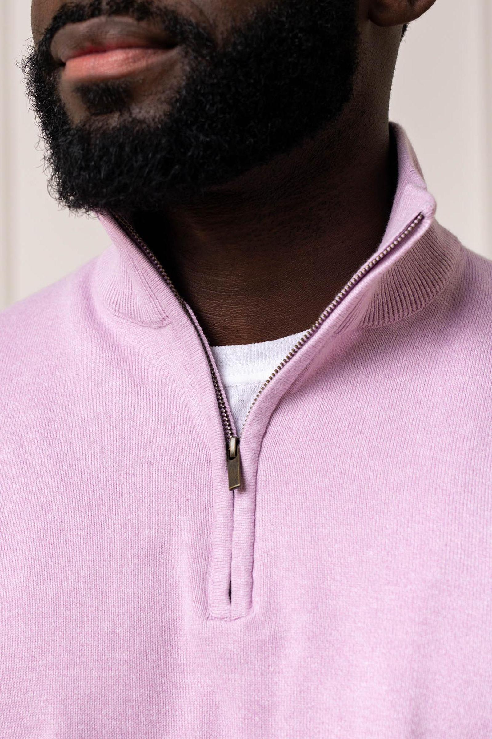 Organic Cotton Fine Gauge Half Zip Sweater, Lavender, Men, Family Matching Outfits