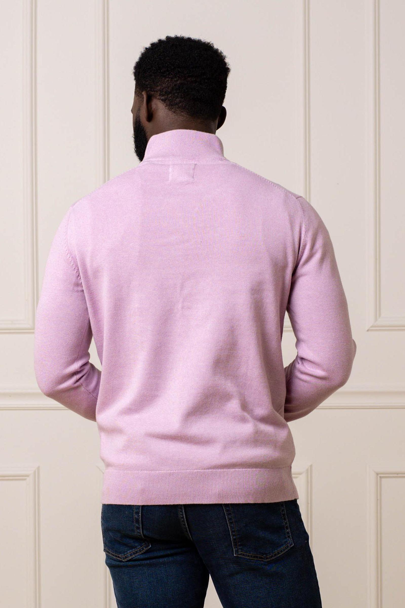 Organic Cotton Fine Gauge Half Zip Sweater, Lavender, Men, Family Matching Outfits