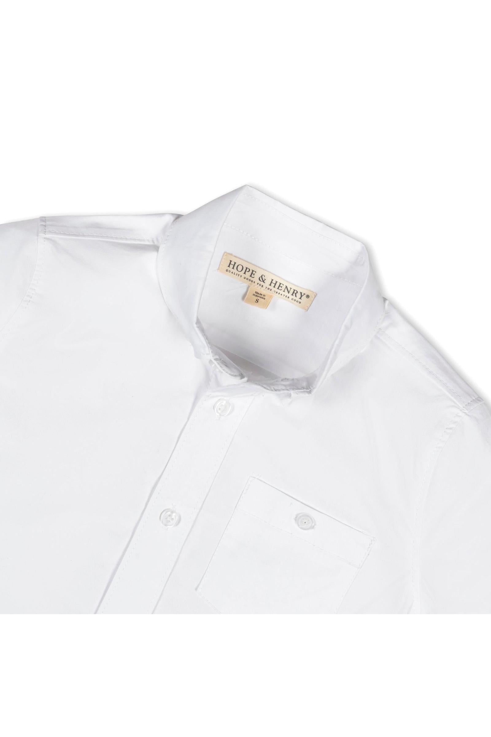 Organic Cotton Stretch Poplin Short Sleeve Shirt for Boys, White, Toddler & Kids