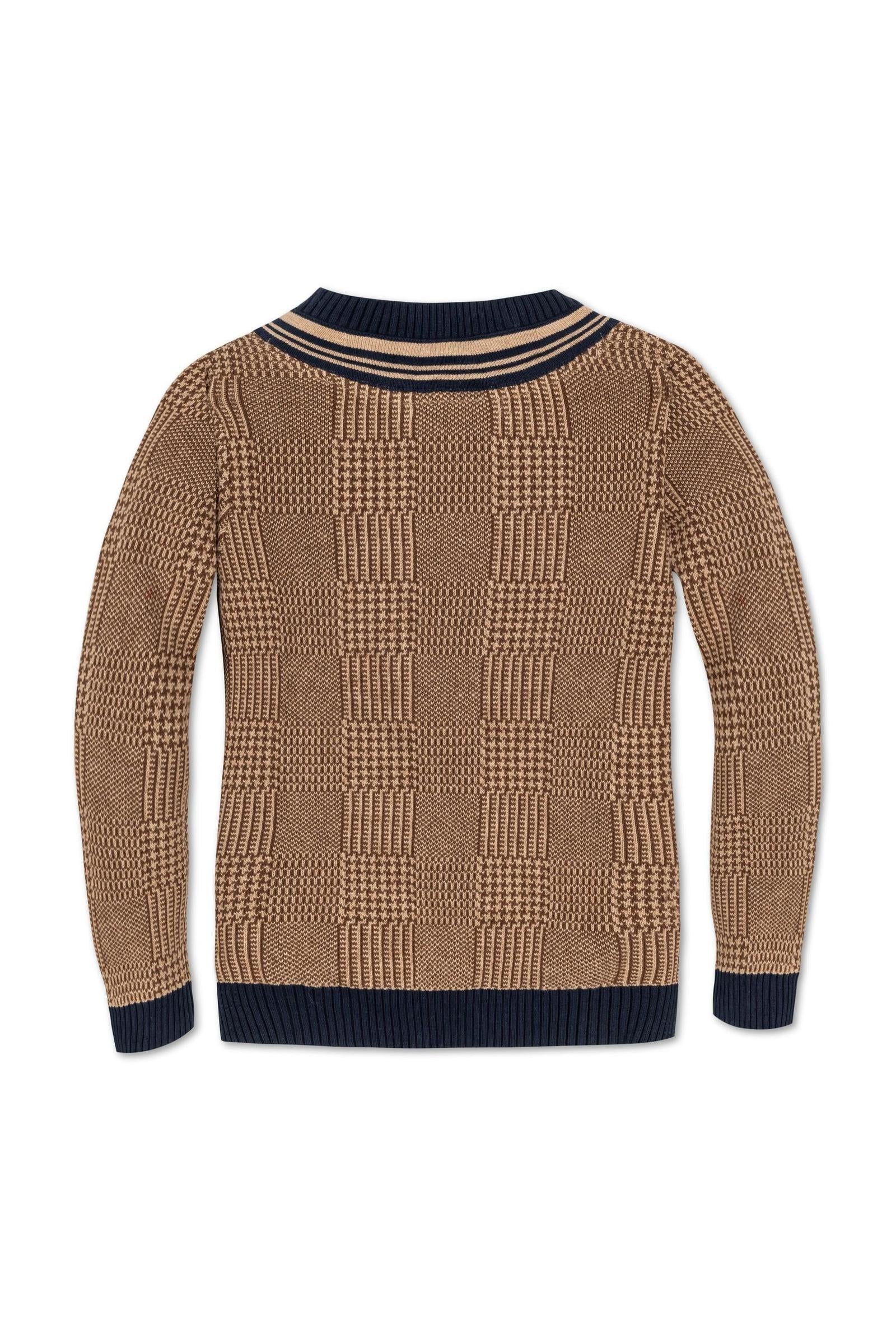 Organic Cotton Intarsia Cricket Sweater for Boys, Brown Glen Plaid Intarsia, Toddler & Kids