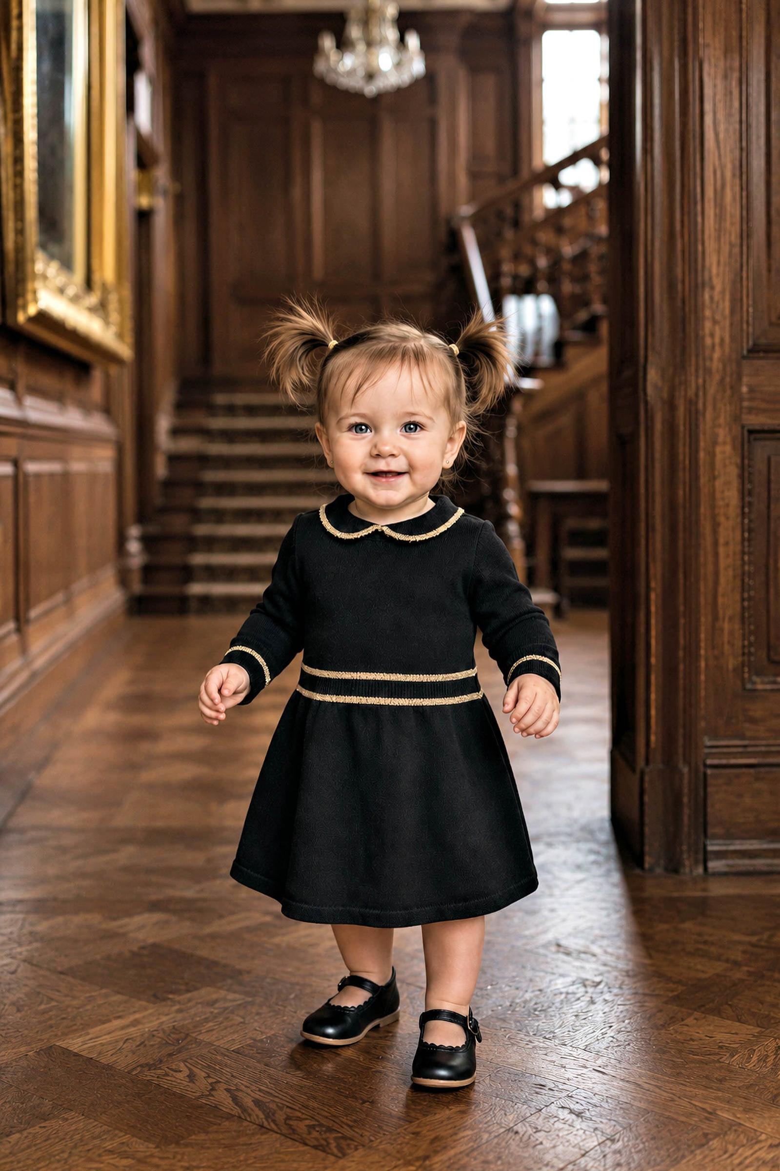 Organic Cotton Gold Tipped Sweater Dress, Baby