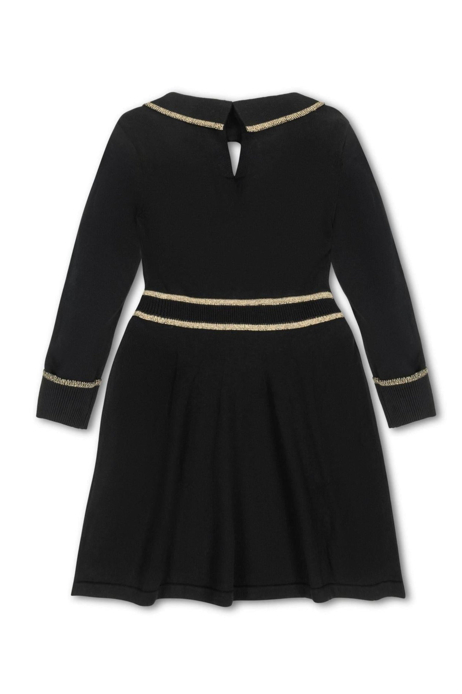 Organic Cotton Gold Tipped Sweater Dress for Girls, Black, Toddler & Kids