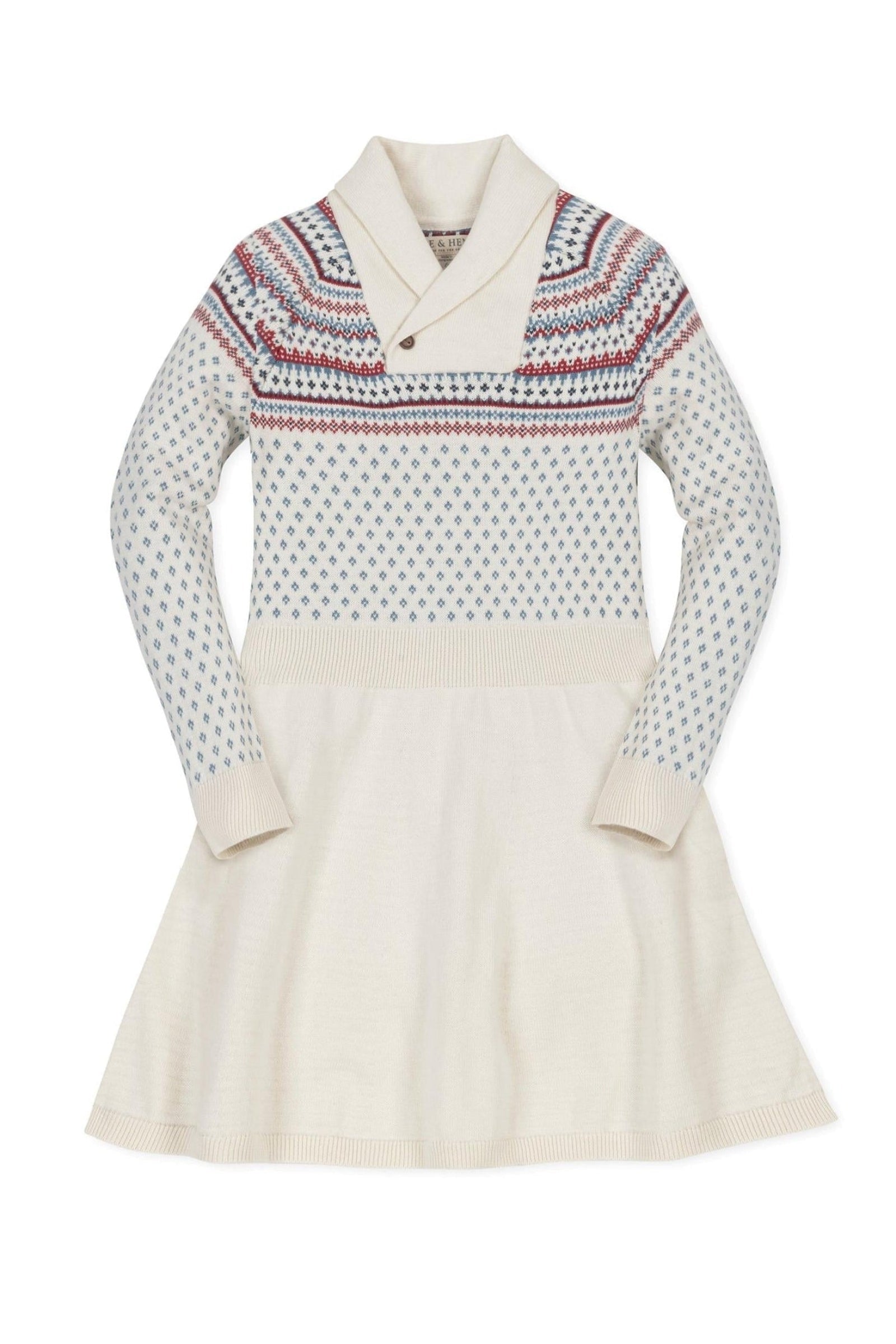Organic Cotton Shawl Collar Sweater Dress for Babies, Ivory, Baby
