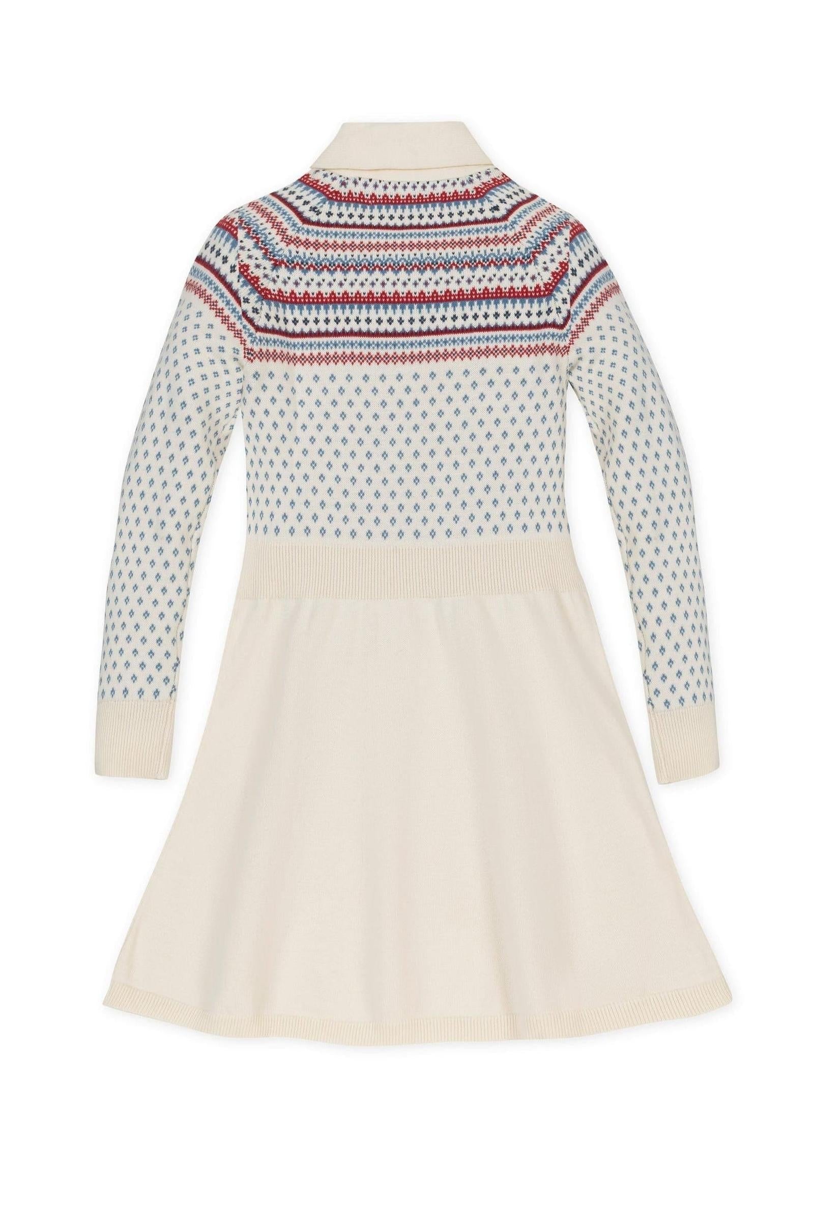 Organic Cotton Shawl Collar Sweater Dress, Ivory, Toddler & Kids