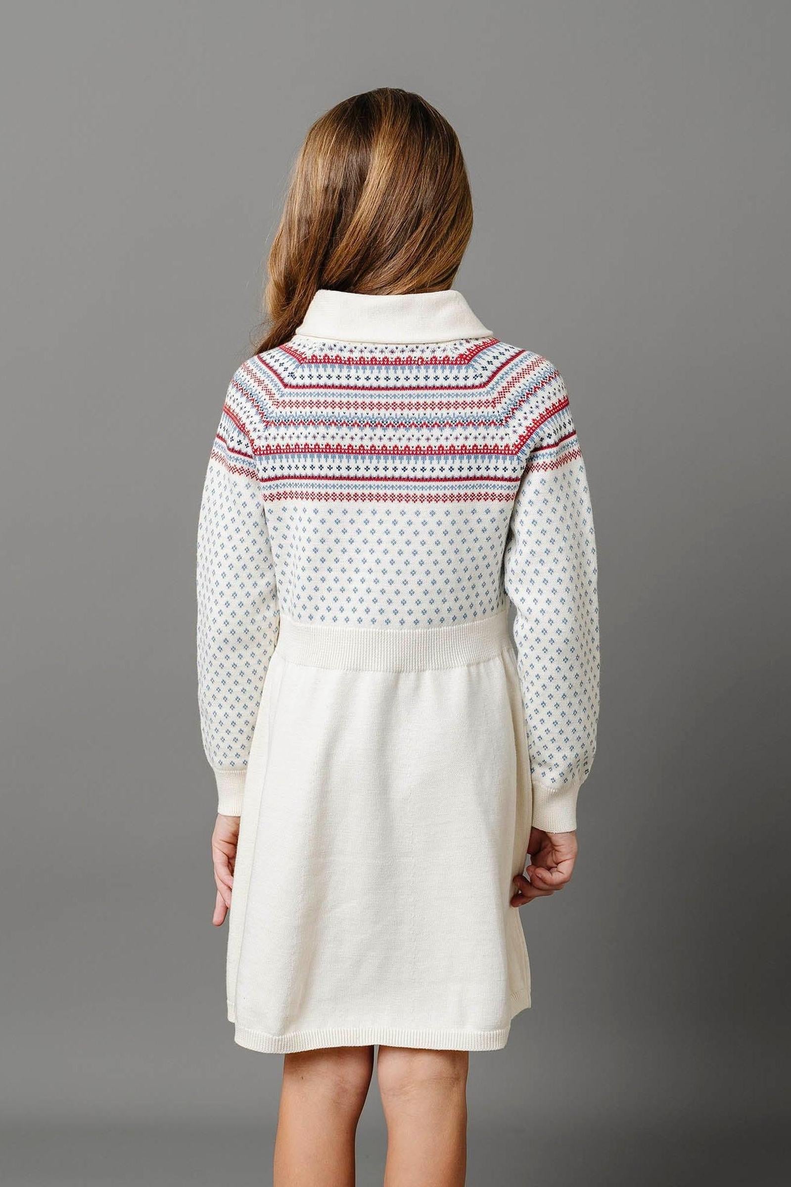 Organic Cotton Shawl Collar Sweater Dress, Ivory, Toddler & Kids