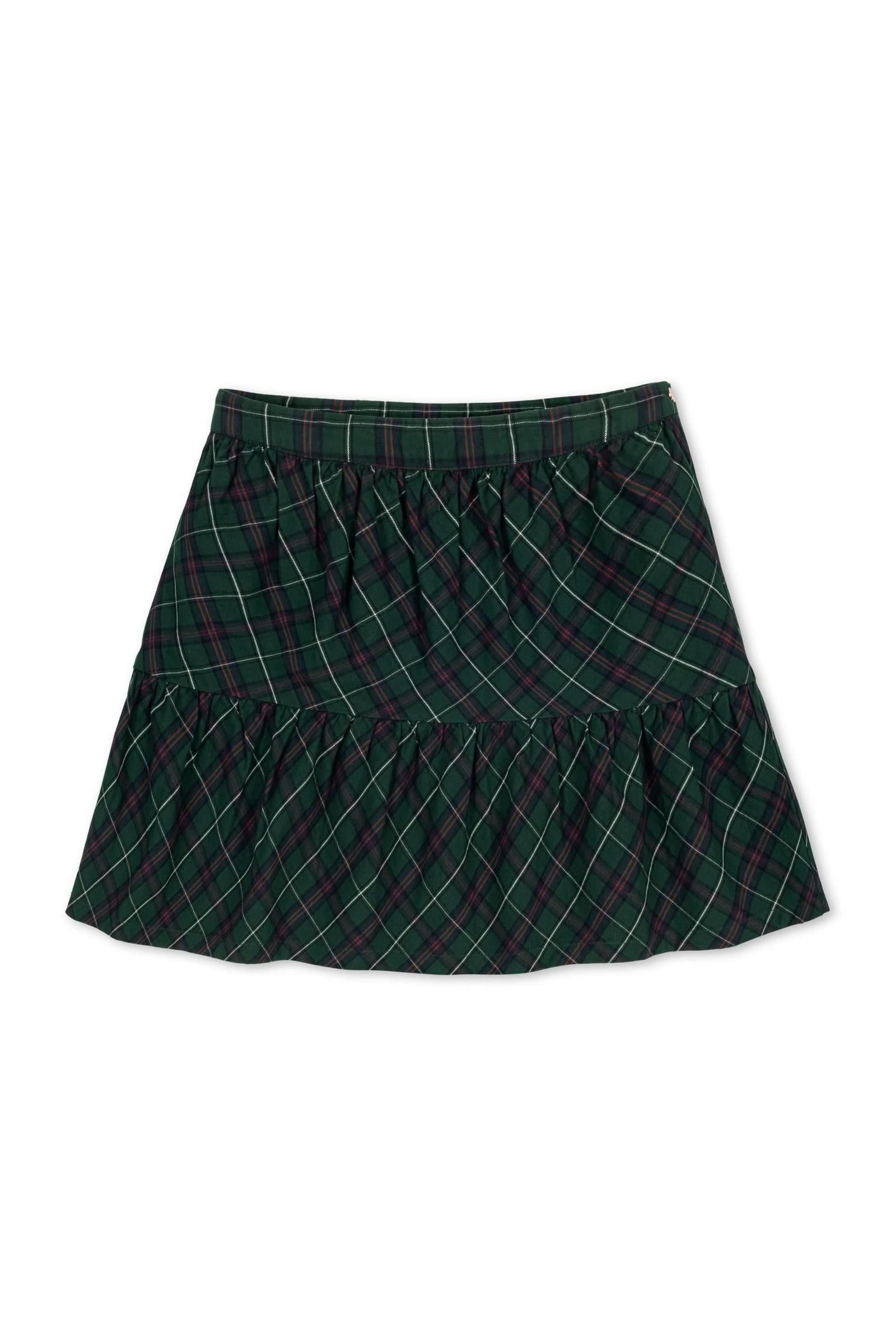 Organic Cotton Flounce Party Skirt for Girls, Merry Pine Plaid, Sizes 2T-12