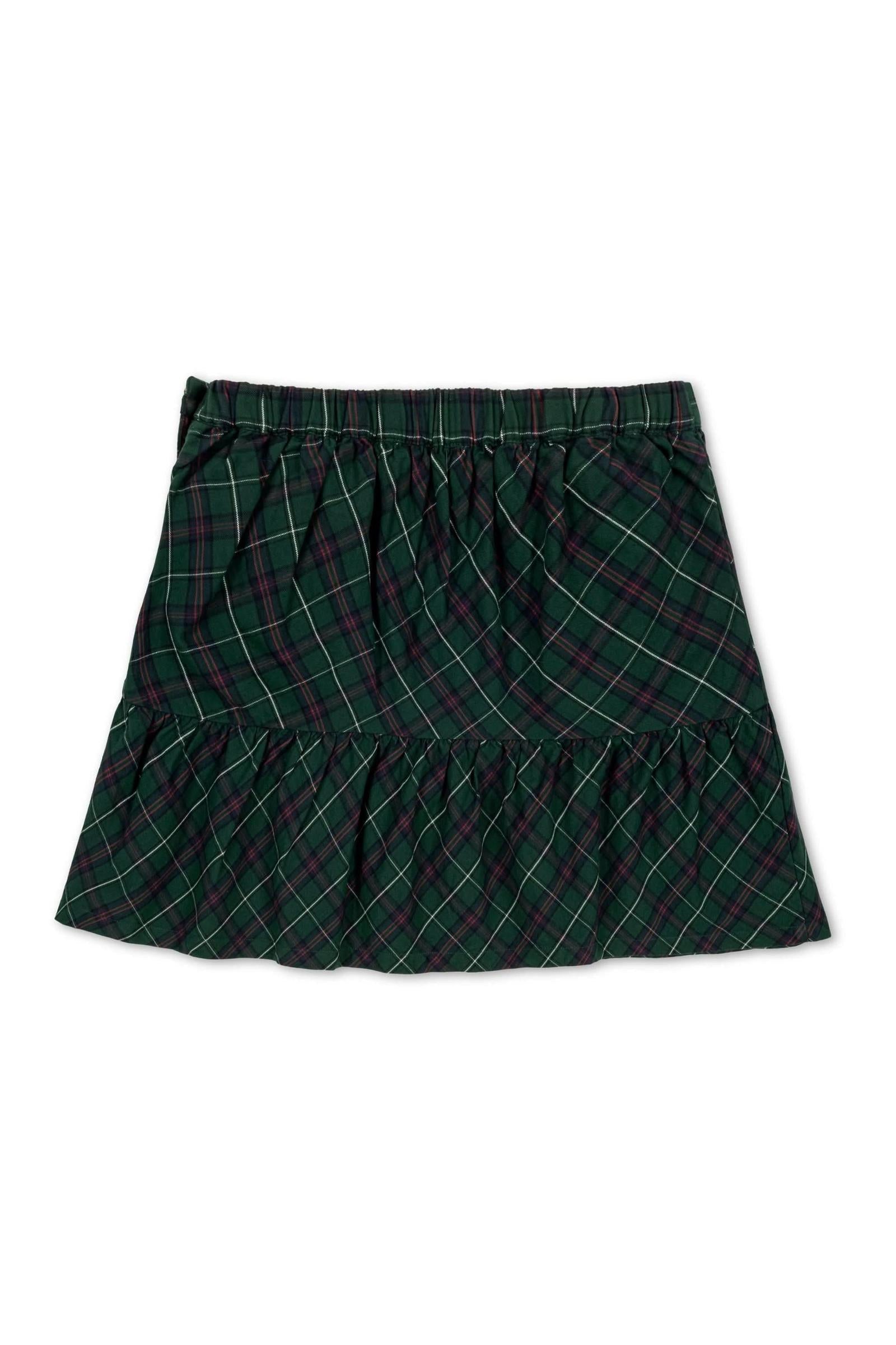 Organic Cotton Flounce Party Skirt for Girls, Merry Pine Plaid, Sizes 2T-12