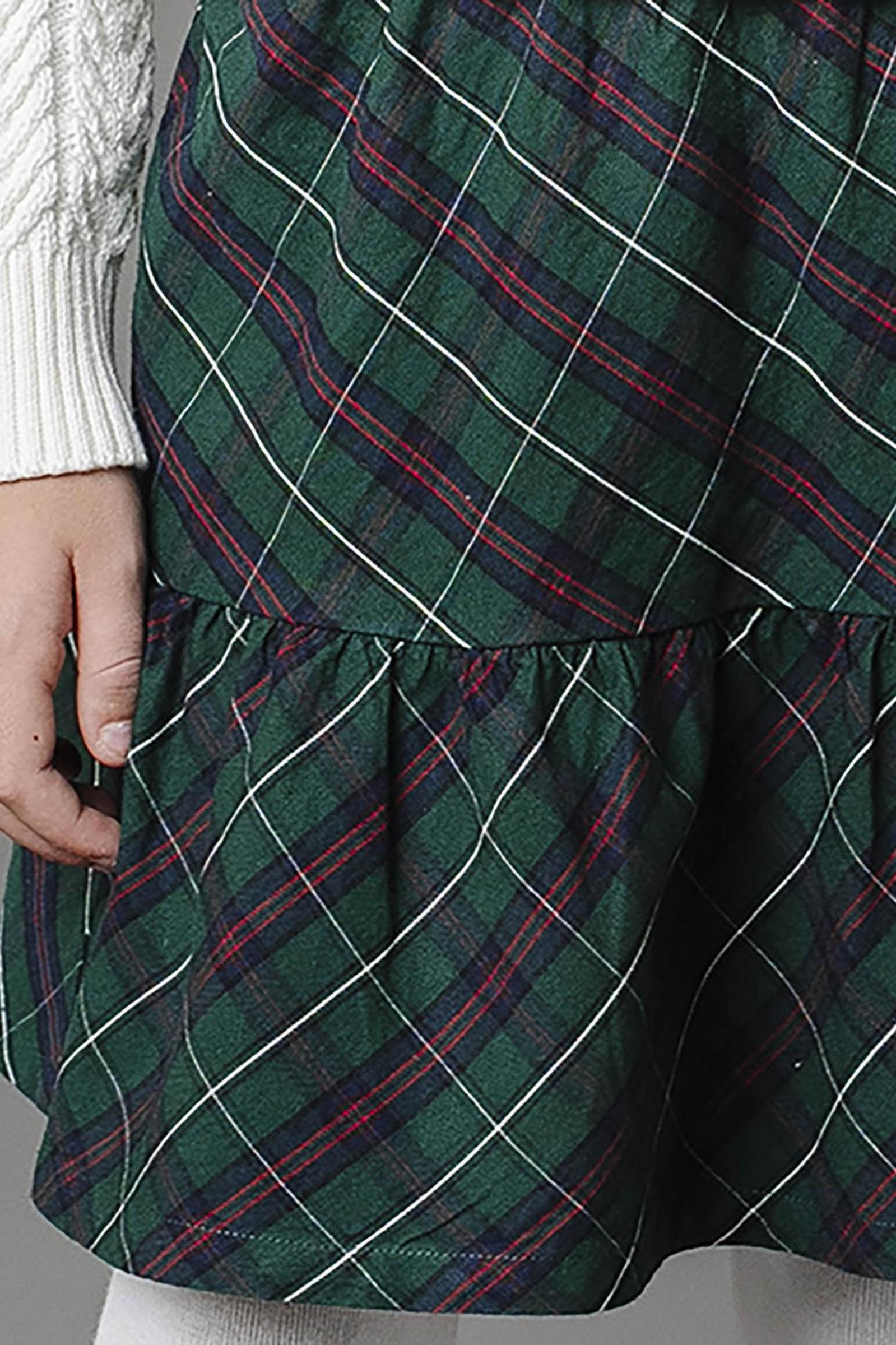 Organic Cotton Flounce Party Skirt for Girls, Merry Pine Plaid, Sizes 2T-12
