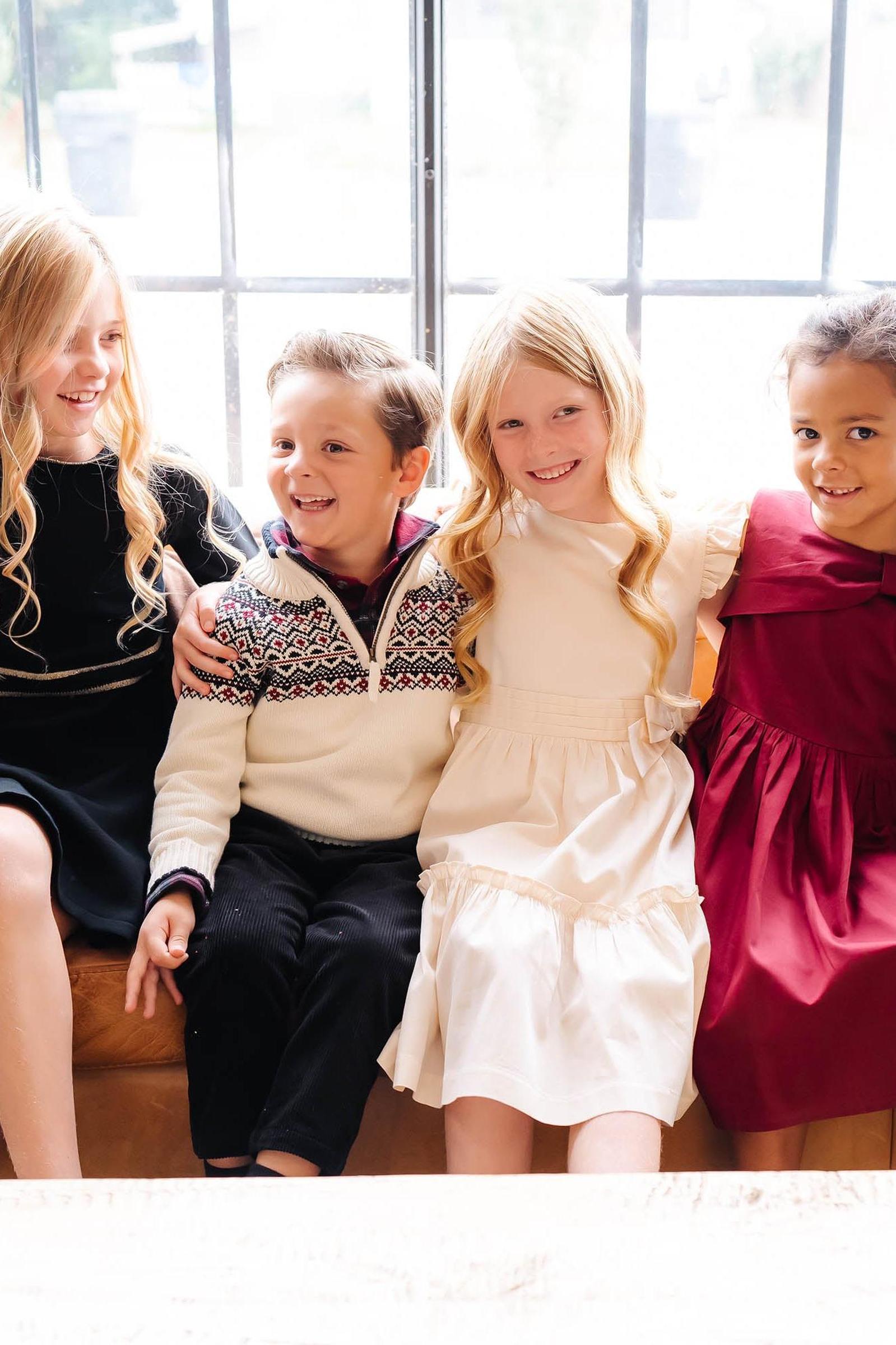 Organic Cotton Gold Tipped Sweater Dress for Girls, Black, Toddler & Kids