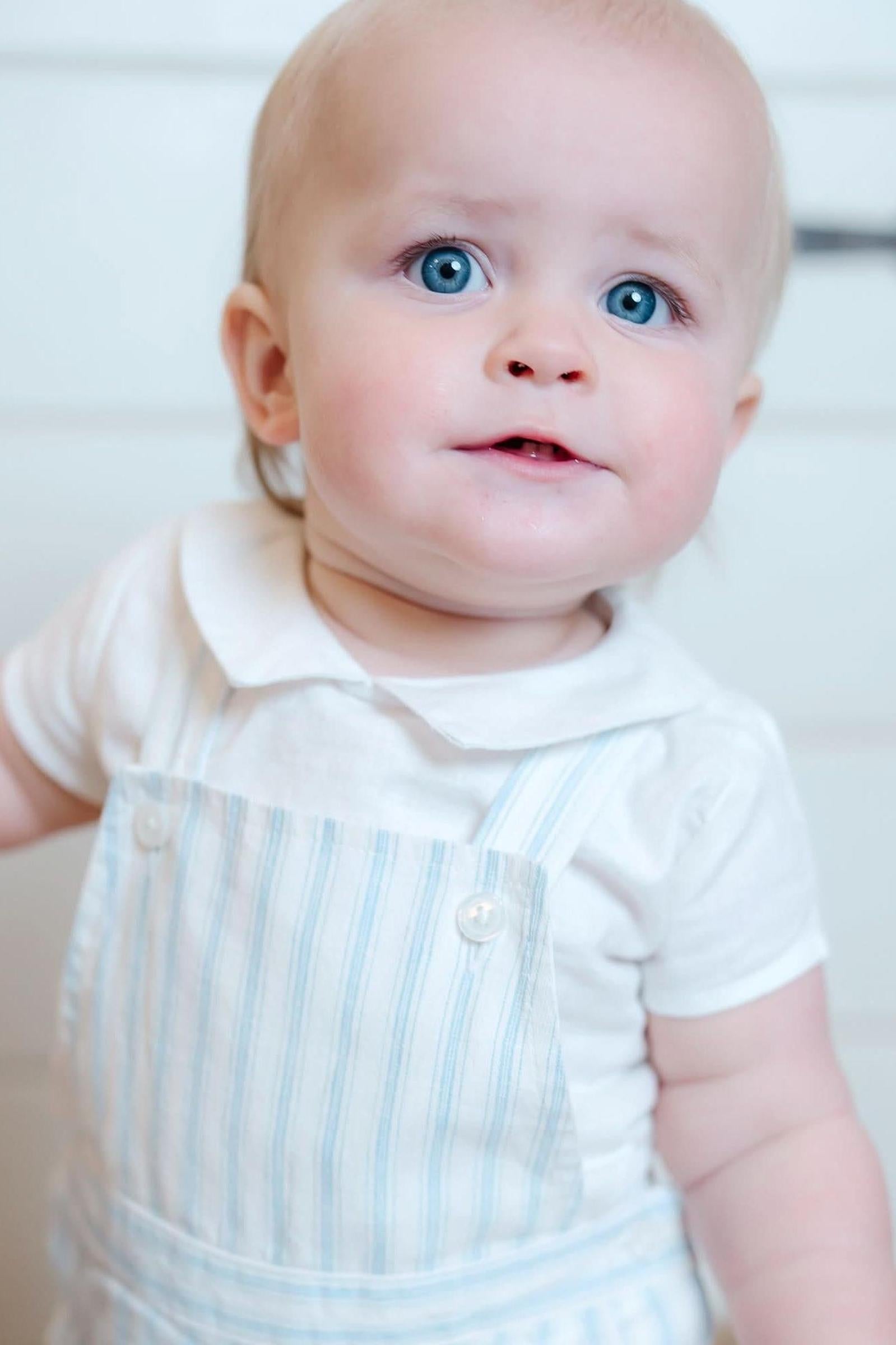 Baby Boy Linen Shortie Overall Set, Riviera Stripe