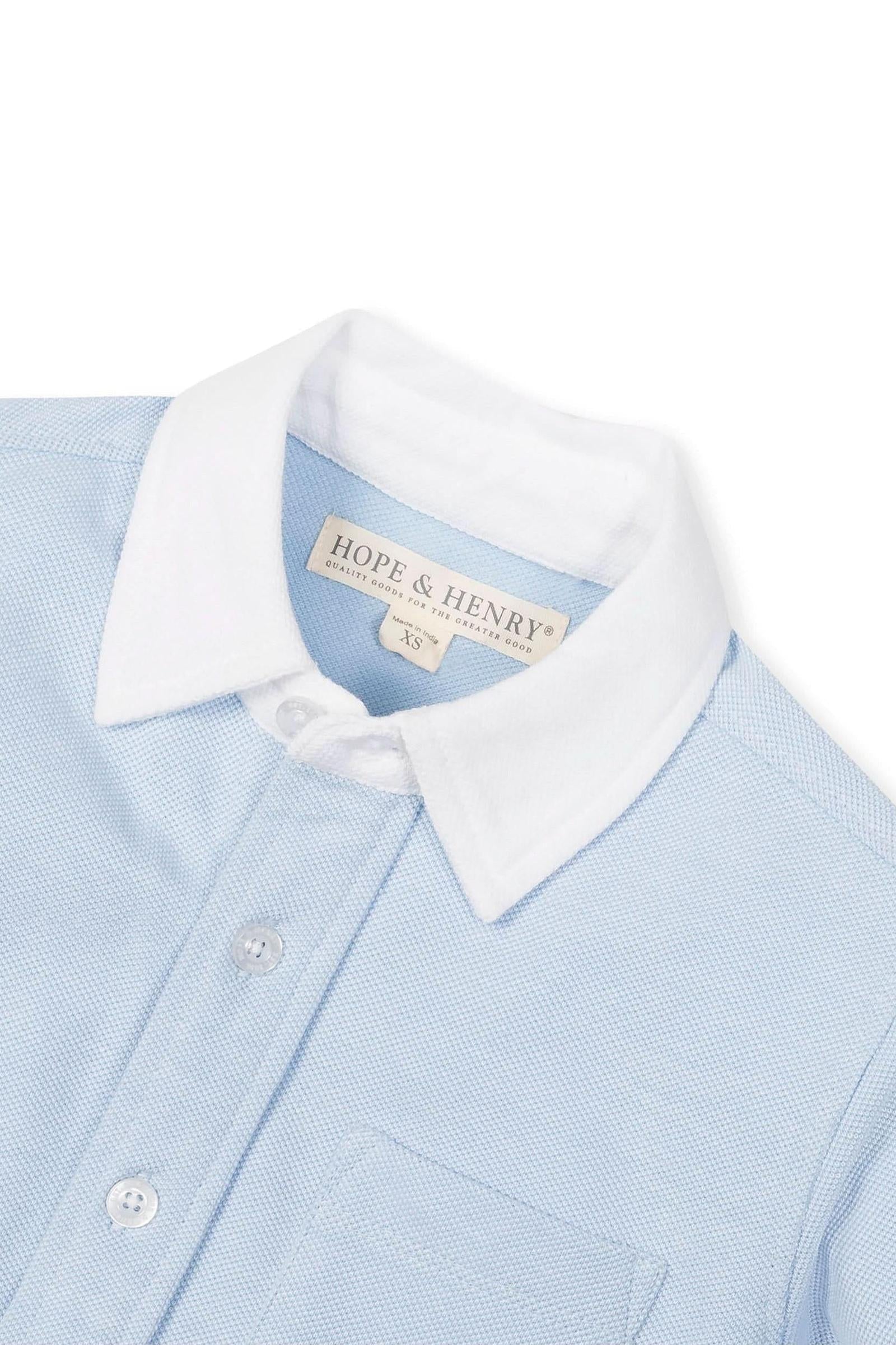 Pique Organic Cotton Button Down Shirt, Light Blue, Sizes 2T-10