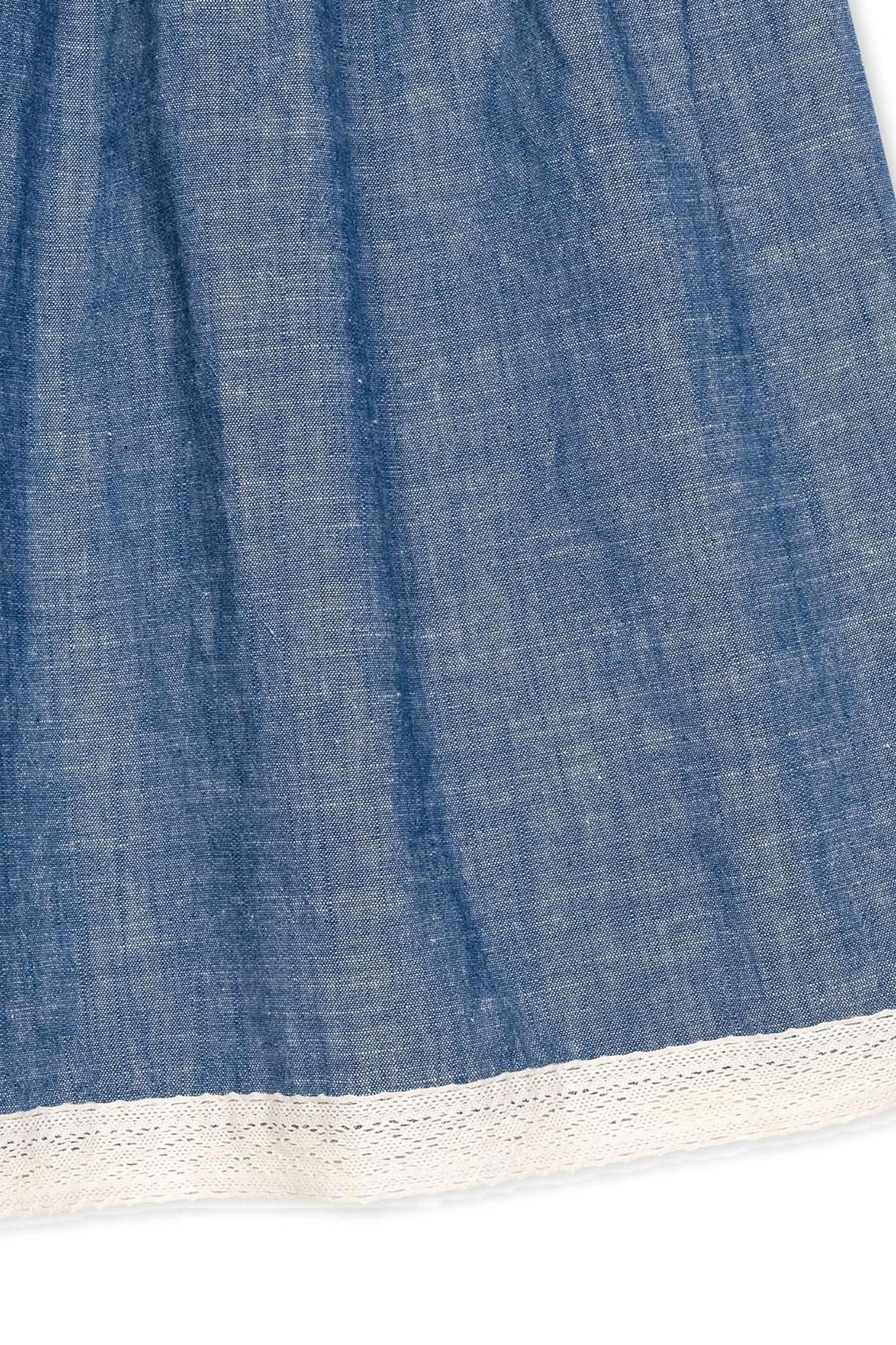 Crochet Trim Organic Cotton Dress for Girls, Chambray, Toddler & Kids, Family Matching Outfits