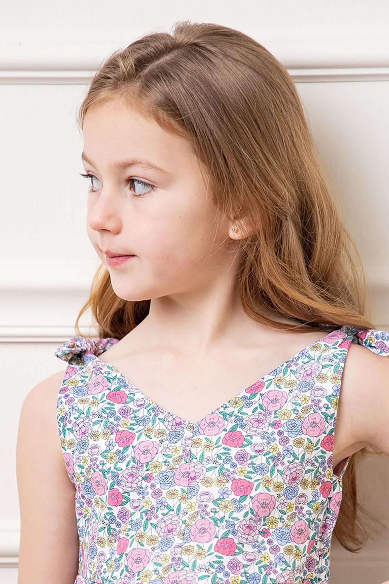 Linen Bow Shoulder Swing Dress for Girls, Floral, Toddler & Kids